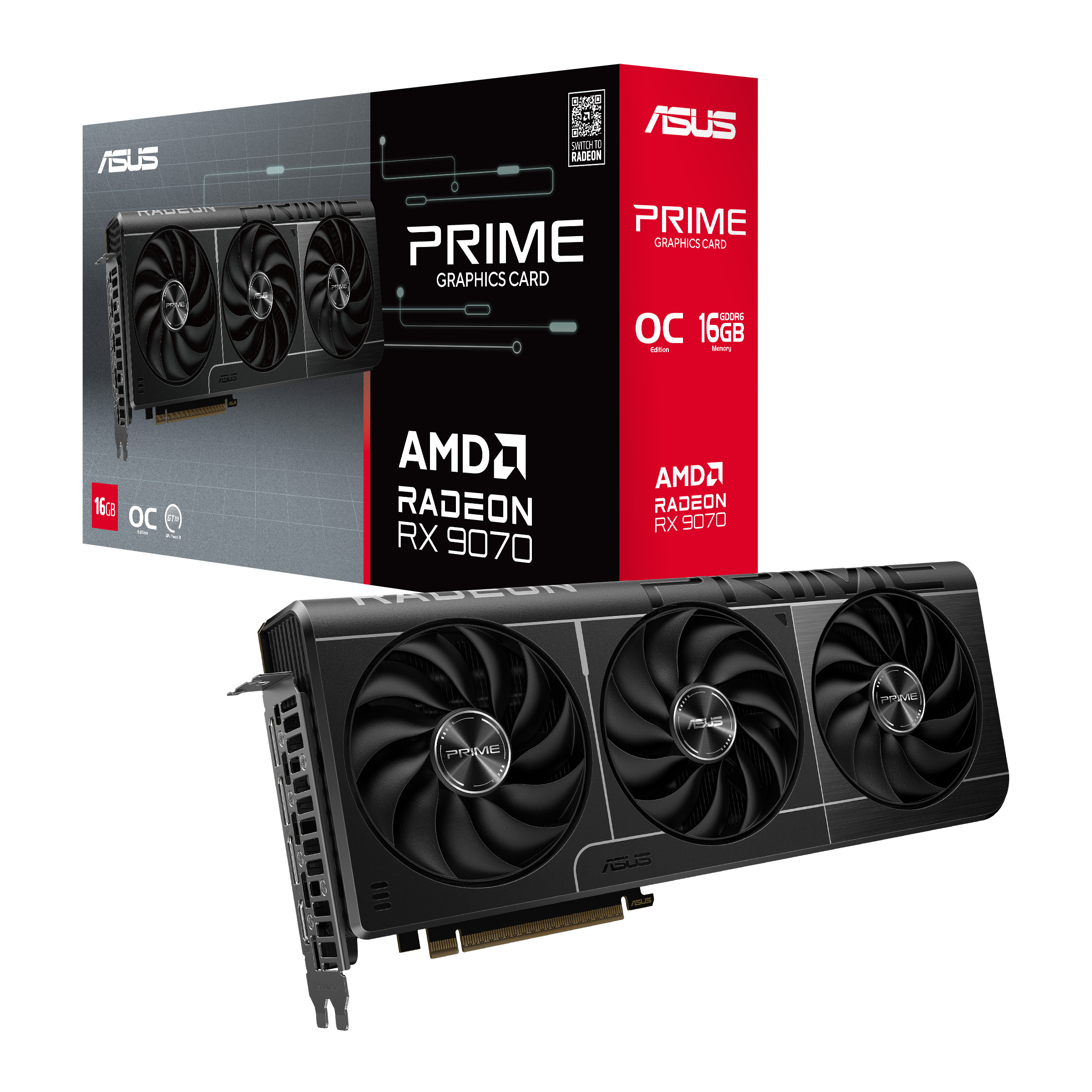 ASUS PRIME Radeon RX 9070 OC PRIME-RX9070-O16G 16GB DDR6 Grafikkarte, HDMI/DP 90YV0LI1-M0NA00