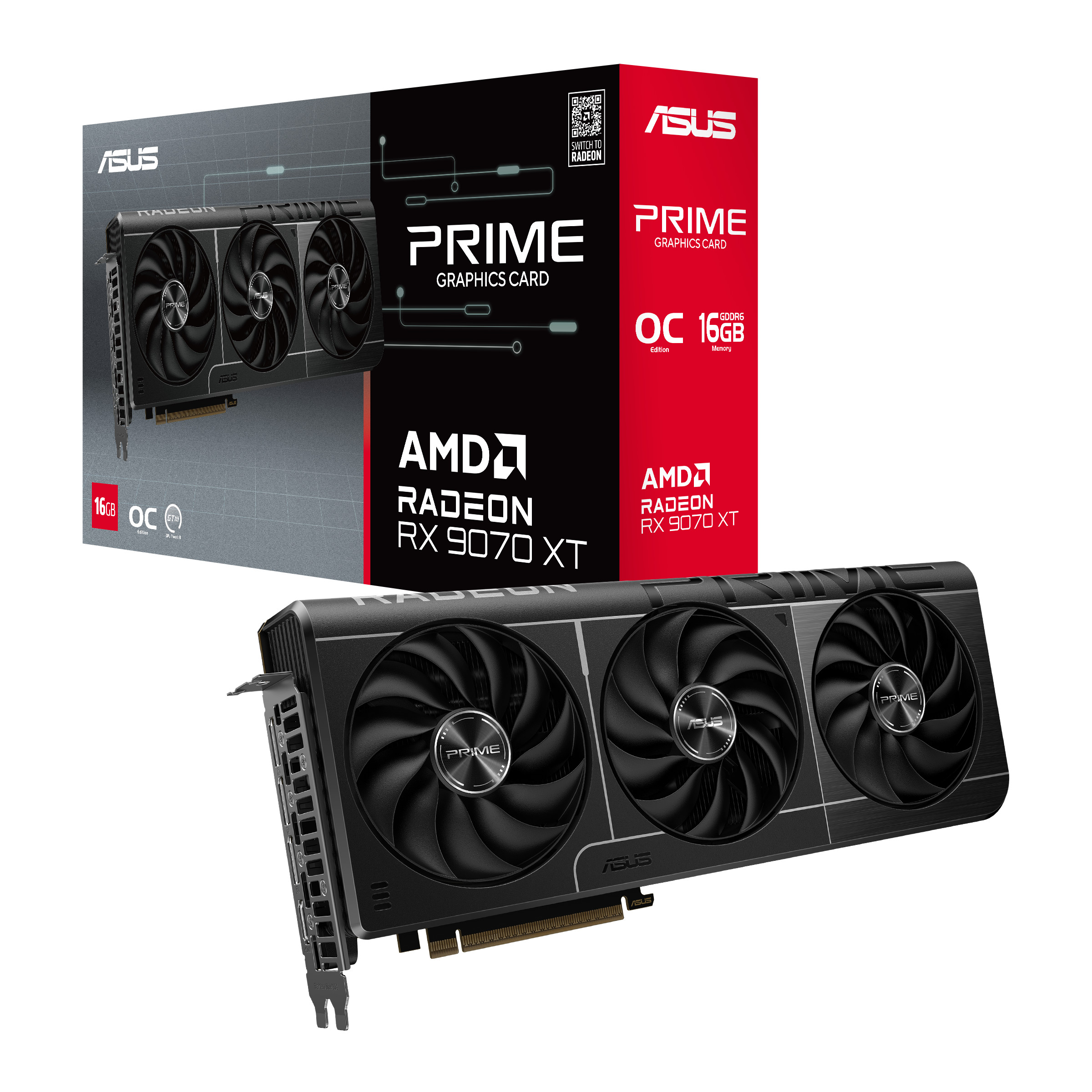 ASUS PRIME Radeon RX 9070 XT OC Edition PRIME-RX9070XT-O16G 16GB DDR6 Grafikkarte, HDMI/DP 90YV0L71-M0NA00