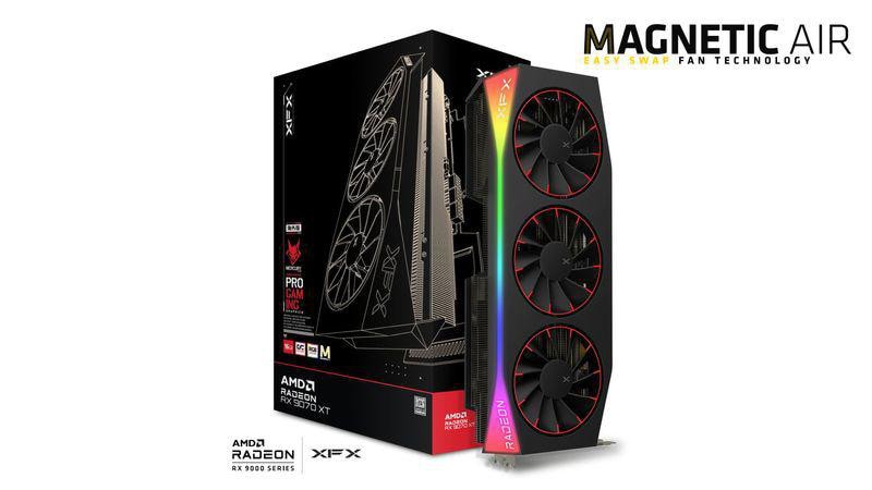 XFX Mercury Magnetic Air RGB Gaming RX 9070 XT OC Black Grafikkarte 16GB GDDR6 DP/HDMI