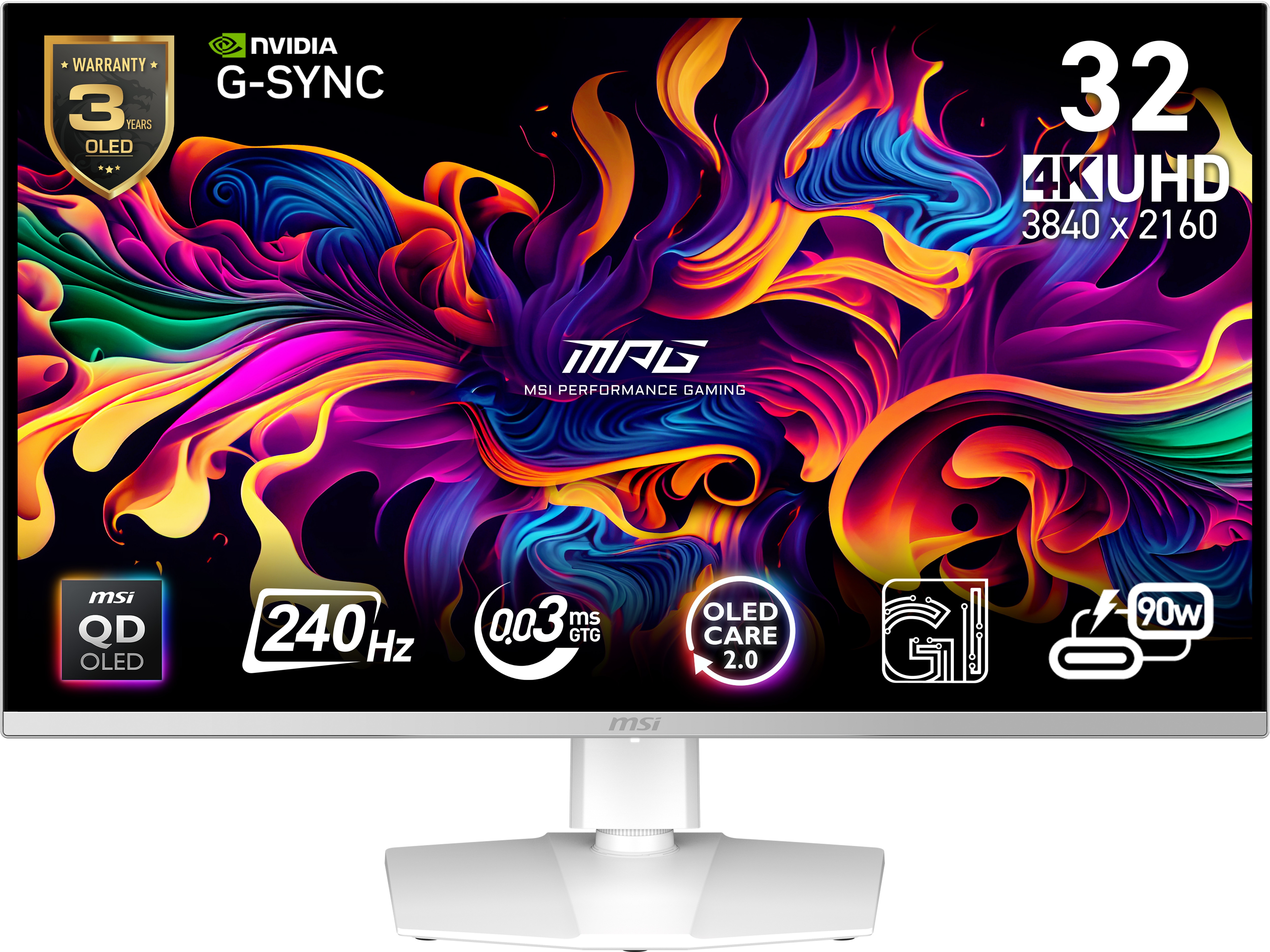 Msi Mpg 321Urxwde Qd-Oled 31,5 Zoll Uhd 4K Gaming Monitor (0,03 Ms Reaktionszeit, 240 Hz) - Bild 4