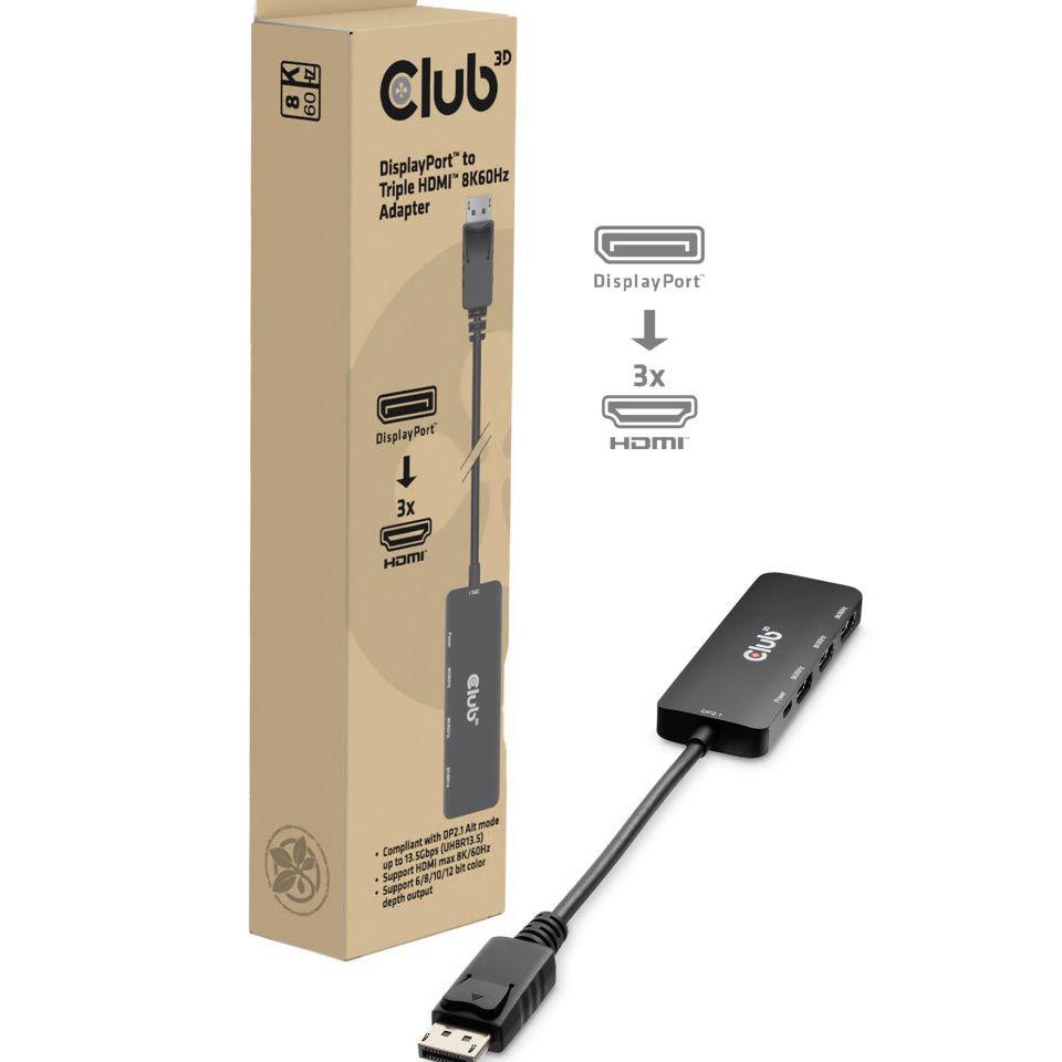 Club3d Club 3D Displayport-Auf-Dreifach-Hdmi-Adapter™ Mit 8K60 Hz Csv-7330 - Image 3