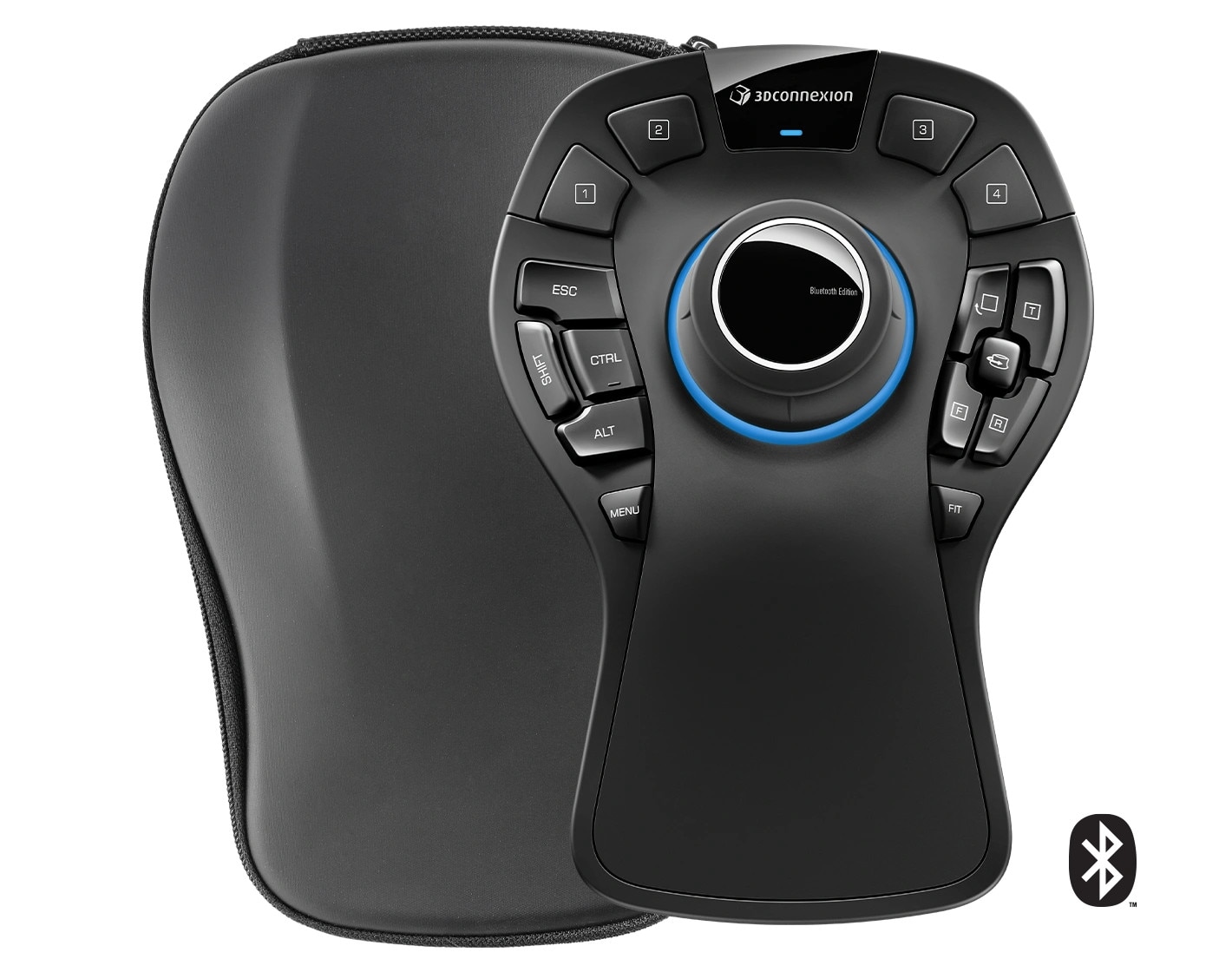 3Dconnexion SpaceMouse® Pro Wireless Schwarz - 3D Navigations Maus, Bluetooth, USB-C für Windows & macOS