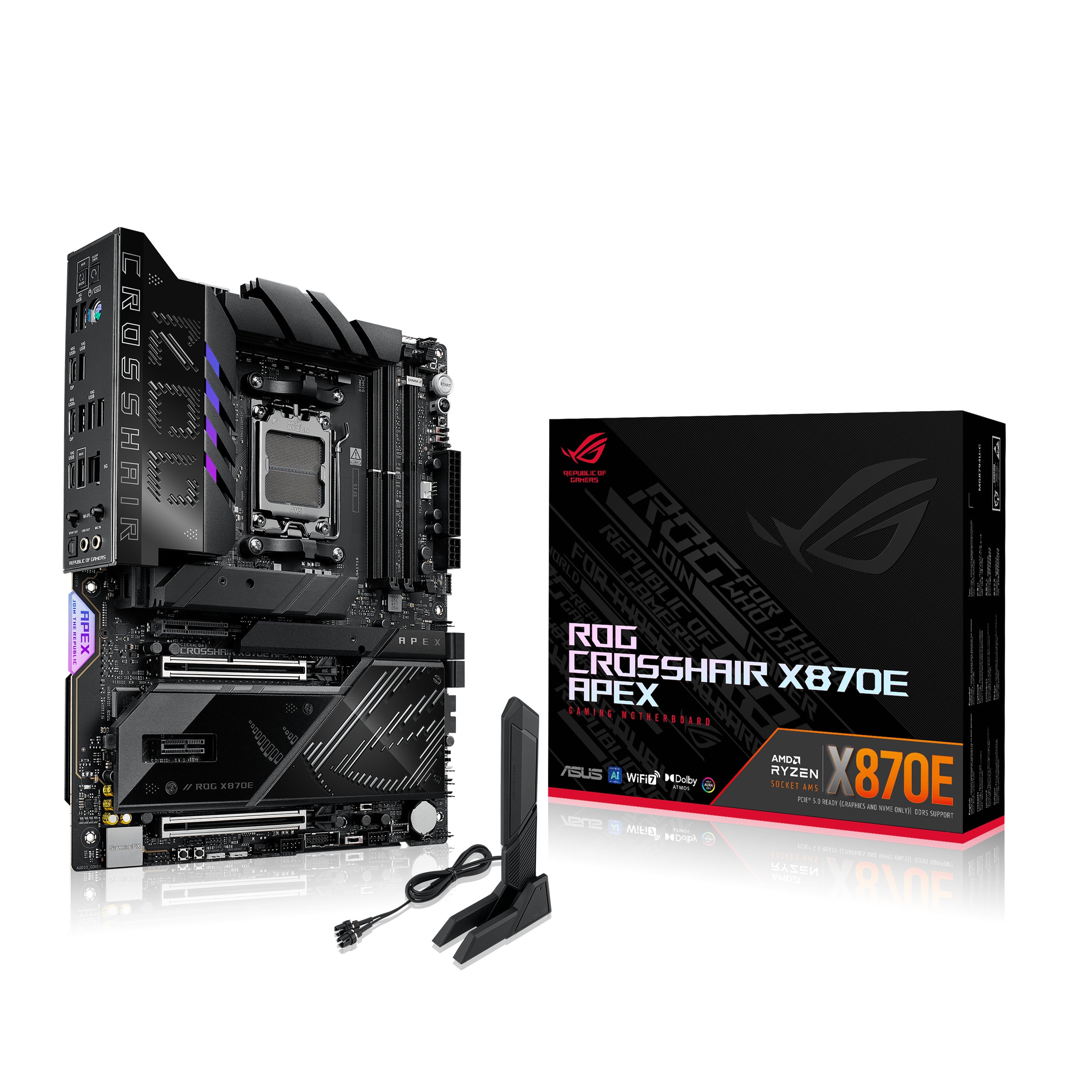 Asus Motherboard Rog Crosshair X870e Apex X870e Am5 Ddr5 Atx Wifi 7 Pcie 5.0 Rgb - Image 7