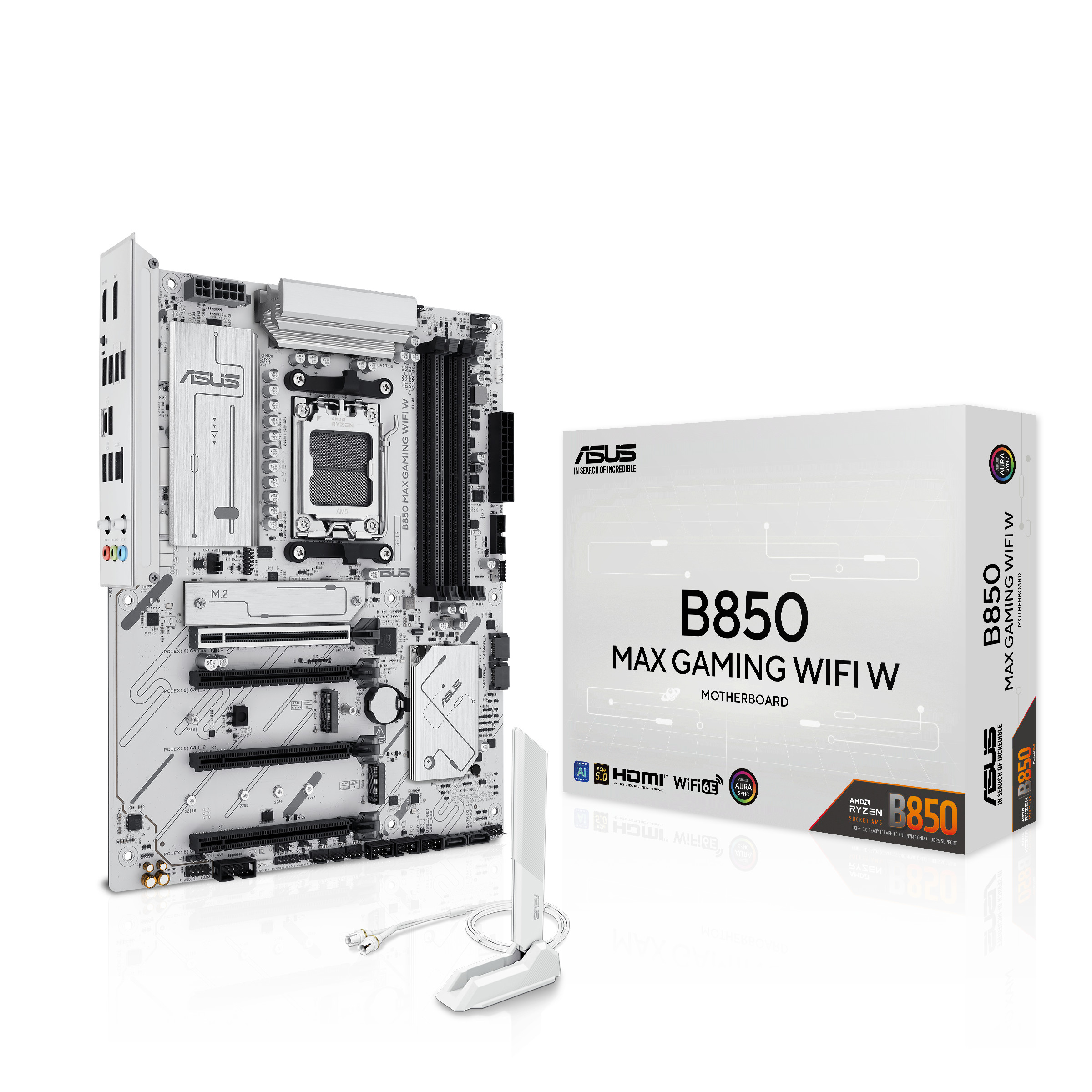 ASUS B850 MAX GAMING WIFI WHITE Mainboard - AMD B850 - AMD AM5 - DDR5 RAM - ATX - Bild 3