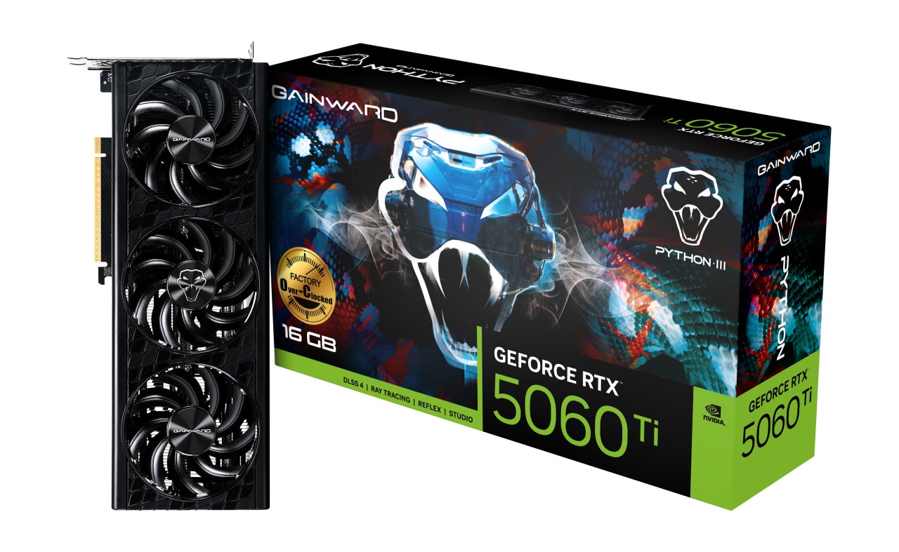 GAINWARD GeForce RTX 5060 Ti Python III OC 16B GDDR7 Grafikkarte HDMI/3xDP