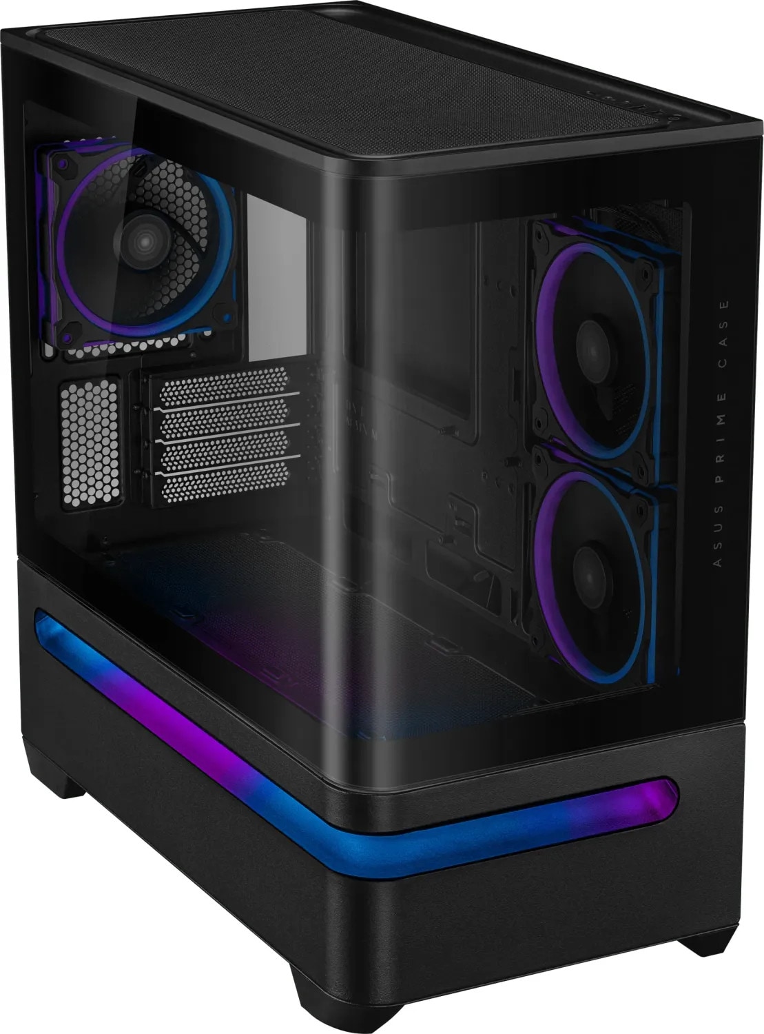 ASUS Prime AP202 mATX PC Gehäuse, Stahl, Mid-Tower | Schwarz | gebogenes Panorama Glaspanel, Aura Sync, GPU bis 420mm, bis 9x120mm-Lüftern,patentiertes Airflow-Design,Slot-Vent - Bild 3