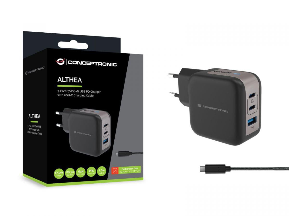 Conceptronic ALTHEA17B 3-Port-67-W-USB-Ladegerät