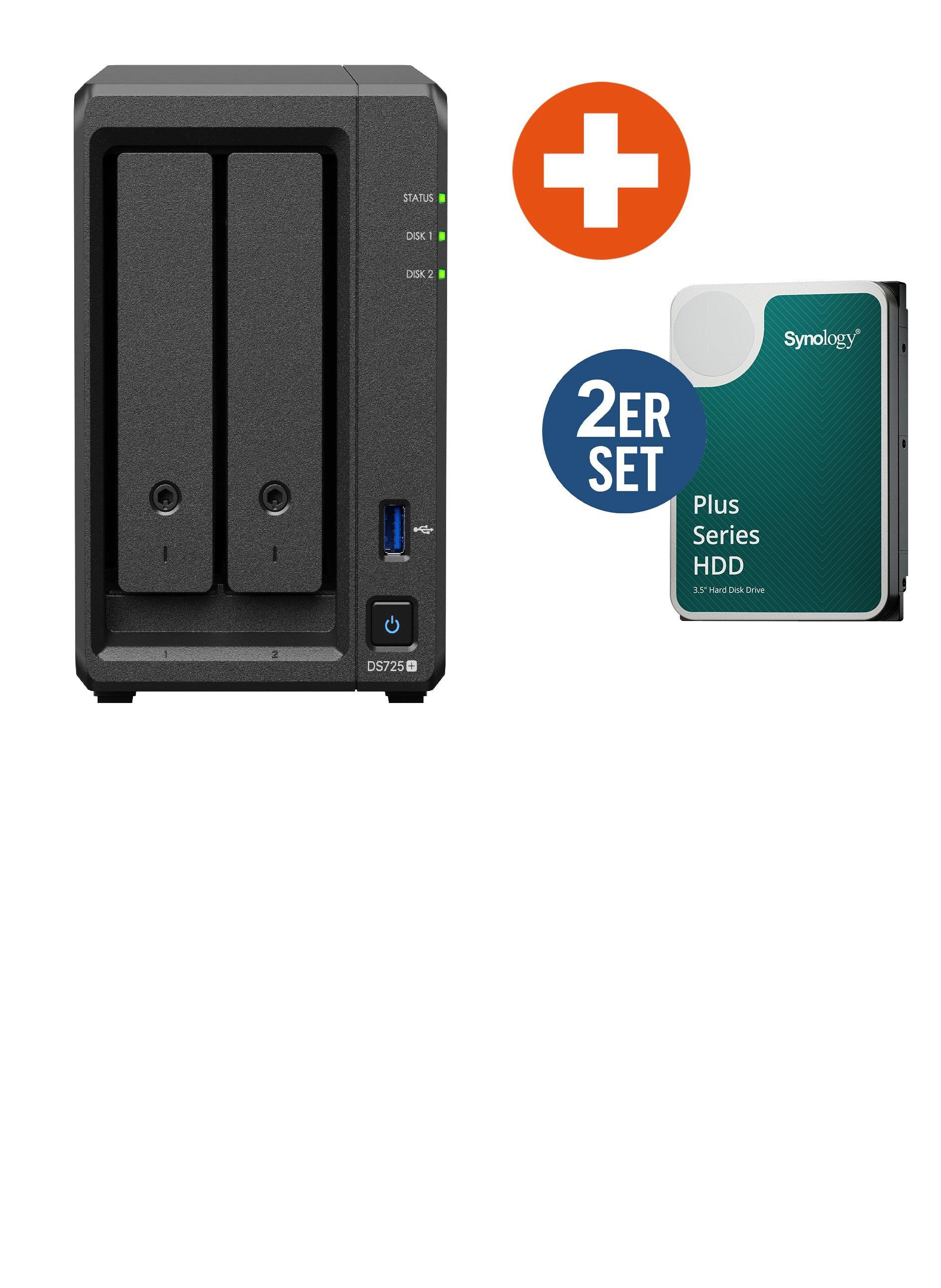 Synology Diskstation DS725+ NAS System 2-Bay 16TB inkl. 2x 8 TB Synology HDD HAT3320-8T