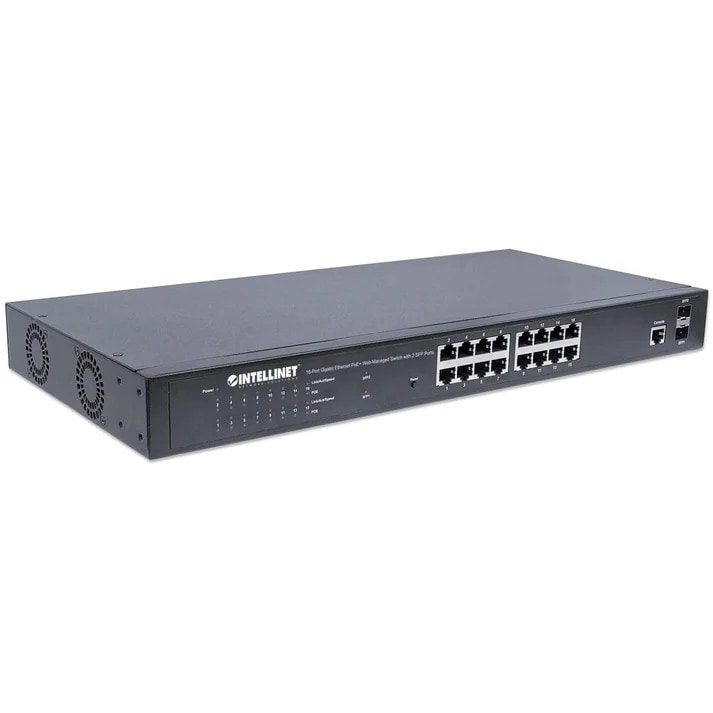 Intellinet 16-Port Gigabit Ethernet PoE+ Web-Managed Switch mit 2 SFP-Ports