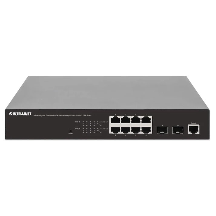 Intellinet 8-Port Gigabit Ethernet PoE+ Web-Managed Switch mit 2 SFP-Ports