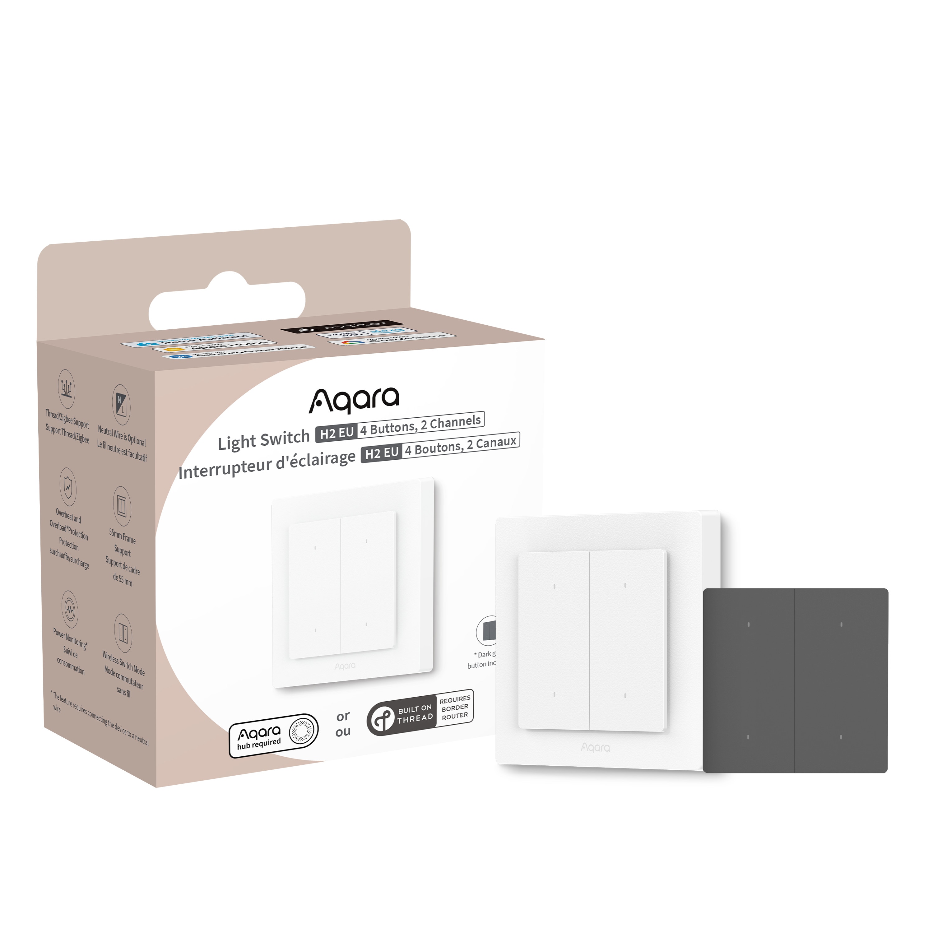Aqara Lichtschalter H2 EU (4 Tasten, 2 Kanäle) - Bild 3