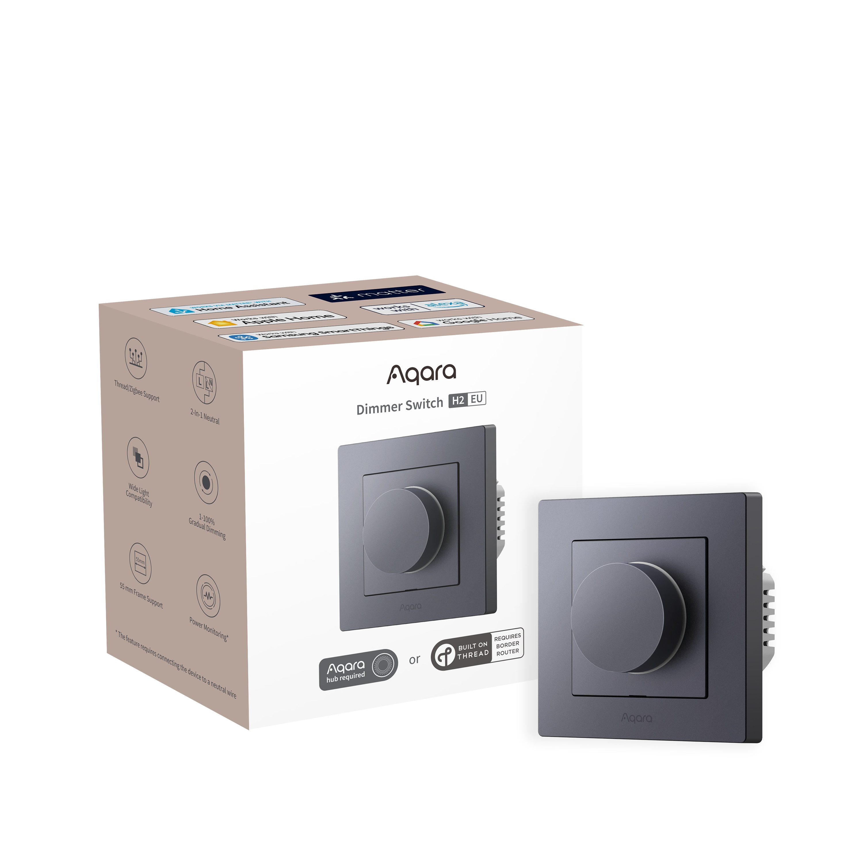 Aqara KD-R01D-G H2 EU Dimmer, Drehknopf, Thread, Zigbee, grau - Bild 4