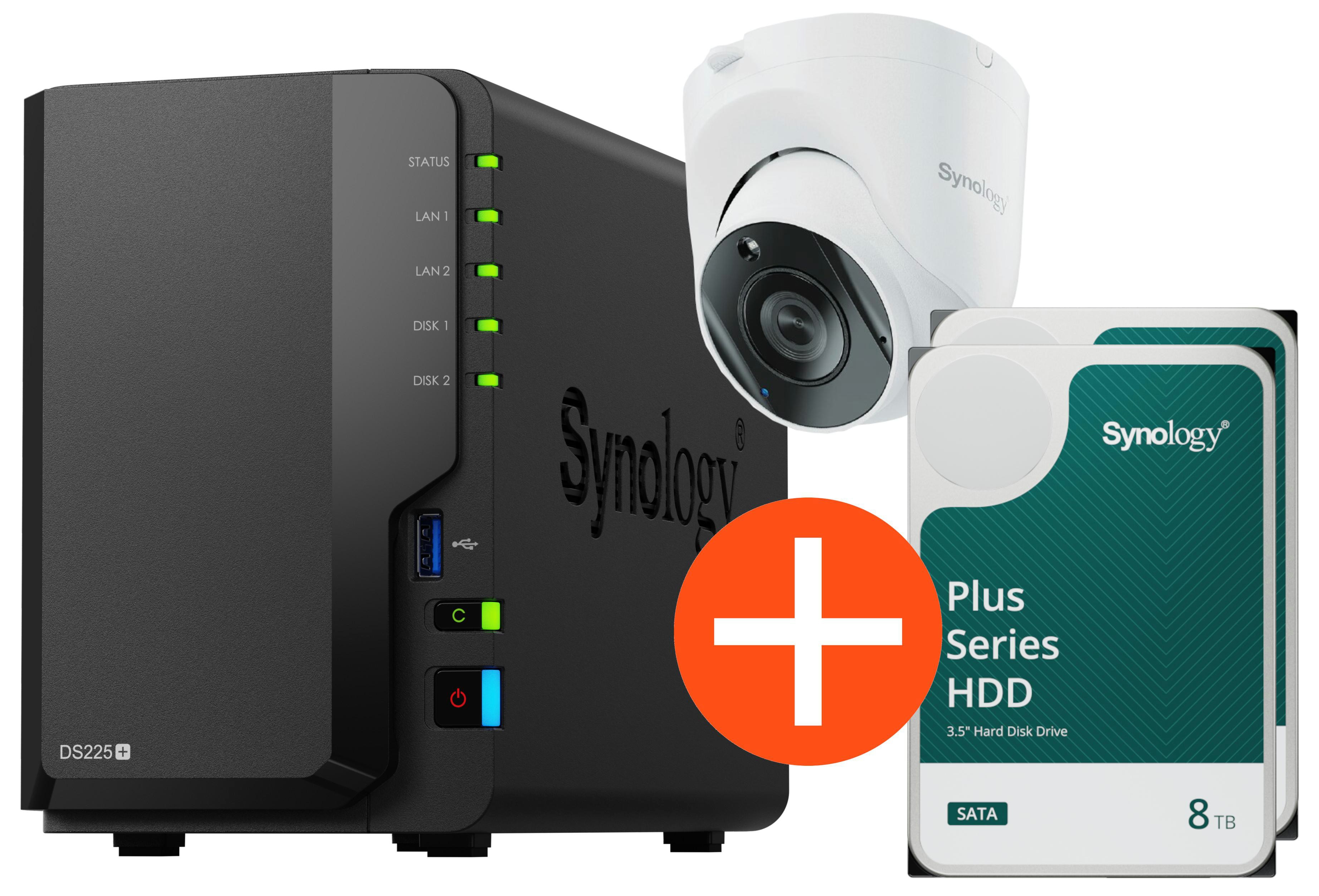 Synology Surveillance Bundle Diskstation DS225+ 2x8TB HDD + TC500 Kamera