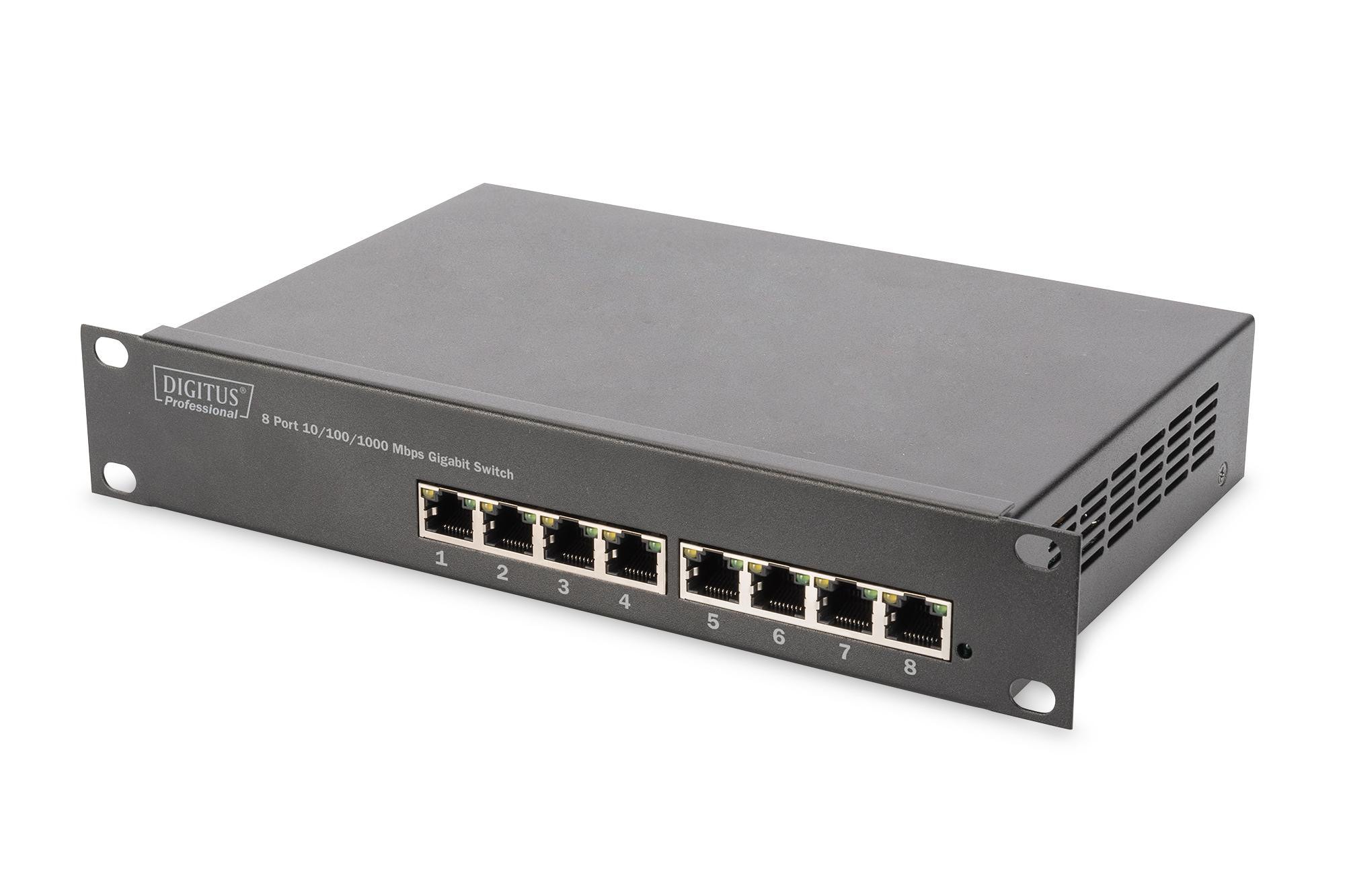 DIGITUS 10 Zoll 8-Port Rackmount GB Ethernet Switch