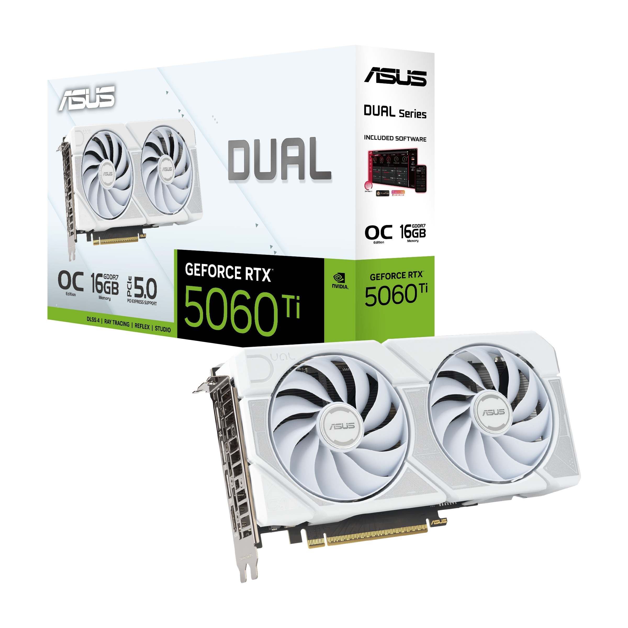 ASUS DUAL GeForce RTX 5060Ti 16GB DUAL-RTX5060Ti-O16G-WHITE Grafikkarte GDDR7 DP/HDMI
