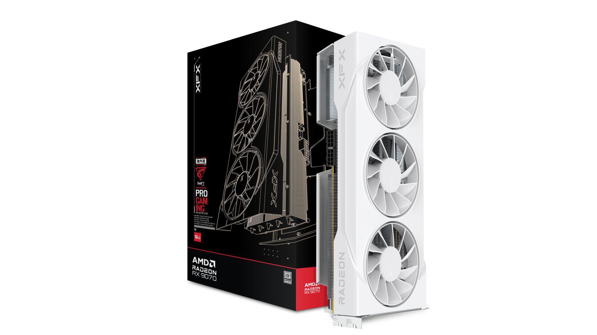 XFX Swift Radeon RX 9070 OC White Triple Fan 90mm Gaming Edition Grafikkarte 16GB GDDR6 DP/HDMI