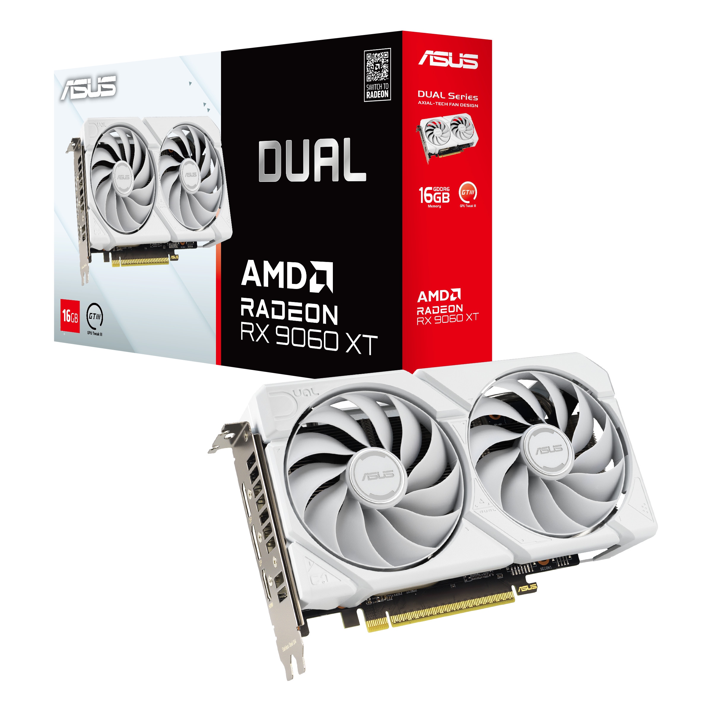 ASUS Dual Radeon RX 9060 XT (16 GB, GDDR6), Grafikkarte, Weiss - Image 3