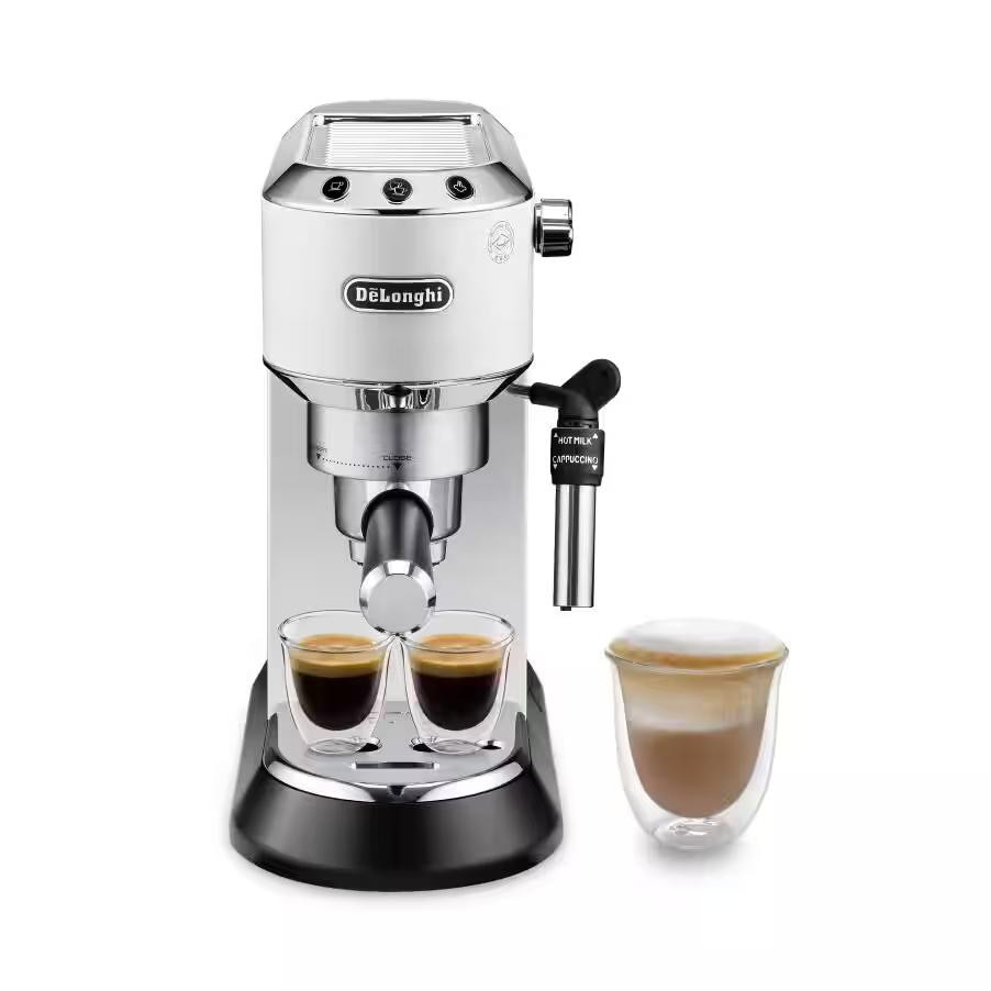 De'Longhi Dedica Style - Espressomaschine mit Manuellem Milchaufschäumer | Manuelle Kaffeemaschine, Espresso und Cappuccino, Geeignet für ESE-Pads, Bedienfeld mit Tasten, Breite 15 cm, Weiß, EC685.W - Bild 3