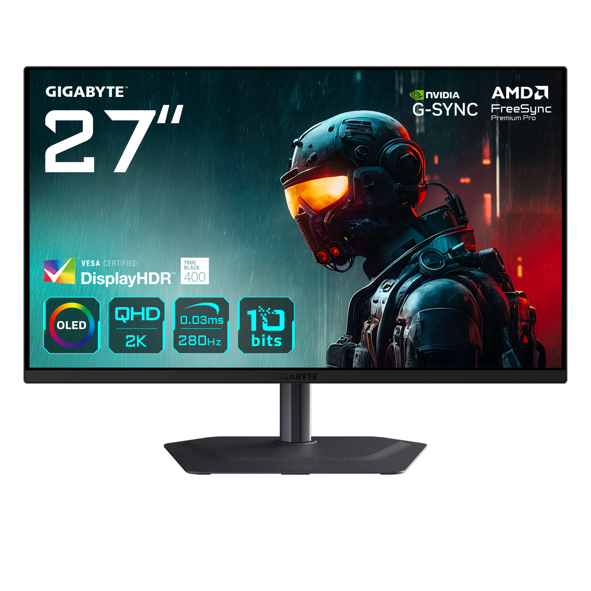 Image of 27" GIGABYTE MO27Q2A - 2560x1440 (QHD) - 280Hz - OLED - 18W USB-C - KVM switch