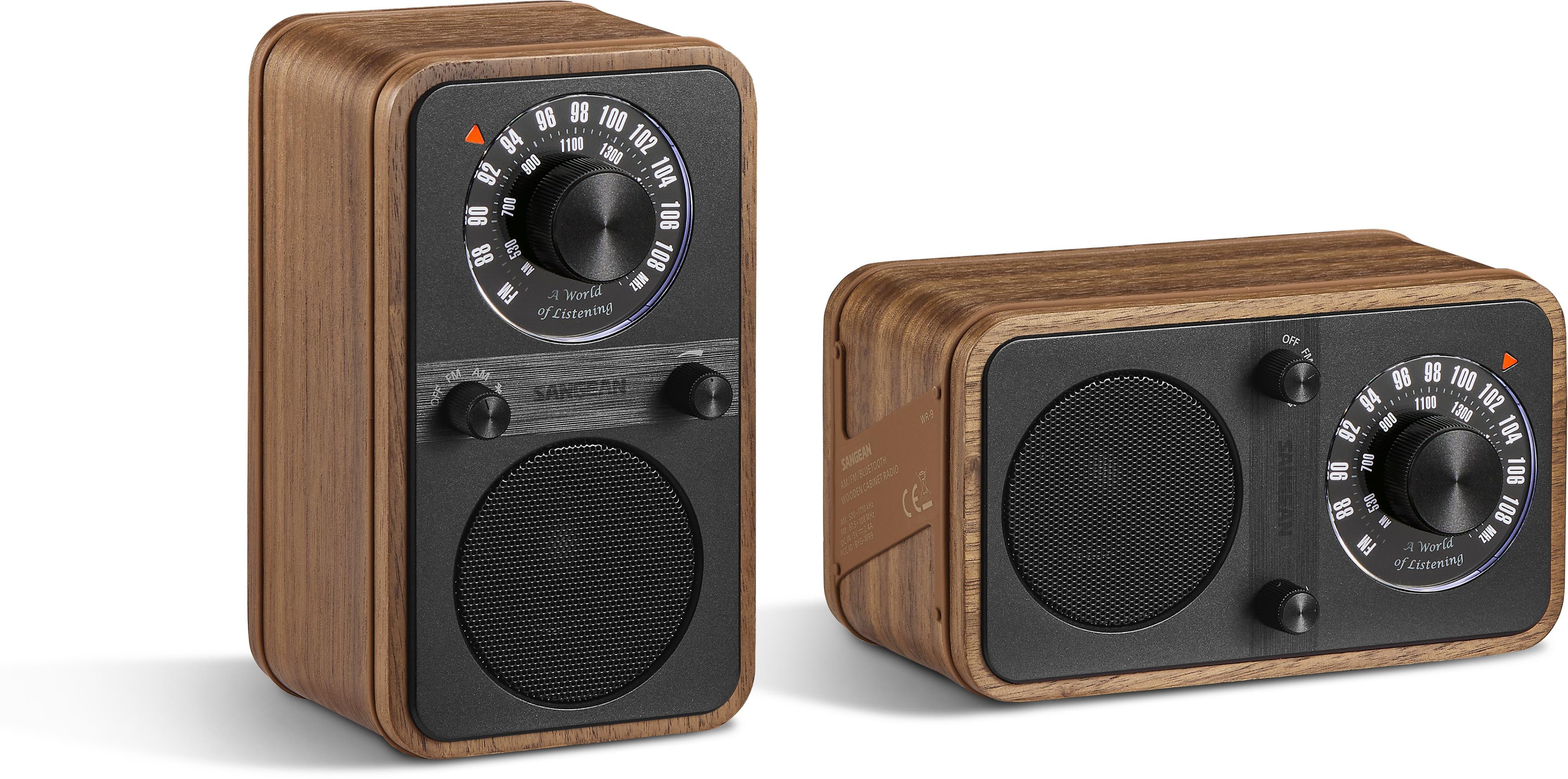 Sangean WR-9 Portables FM-Radio Echtholz-Gehäuse flexible Aufstellmöglichkeit Nussbaum Vintage