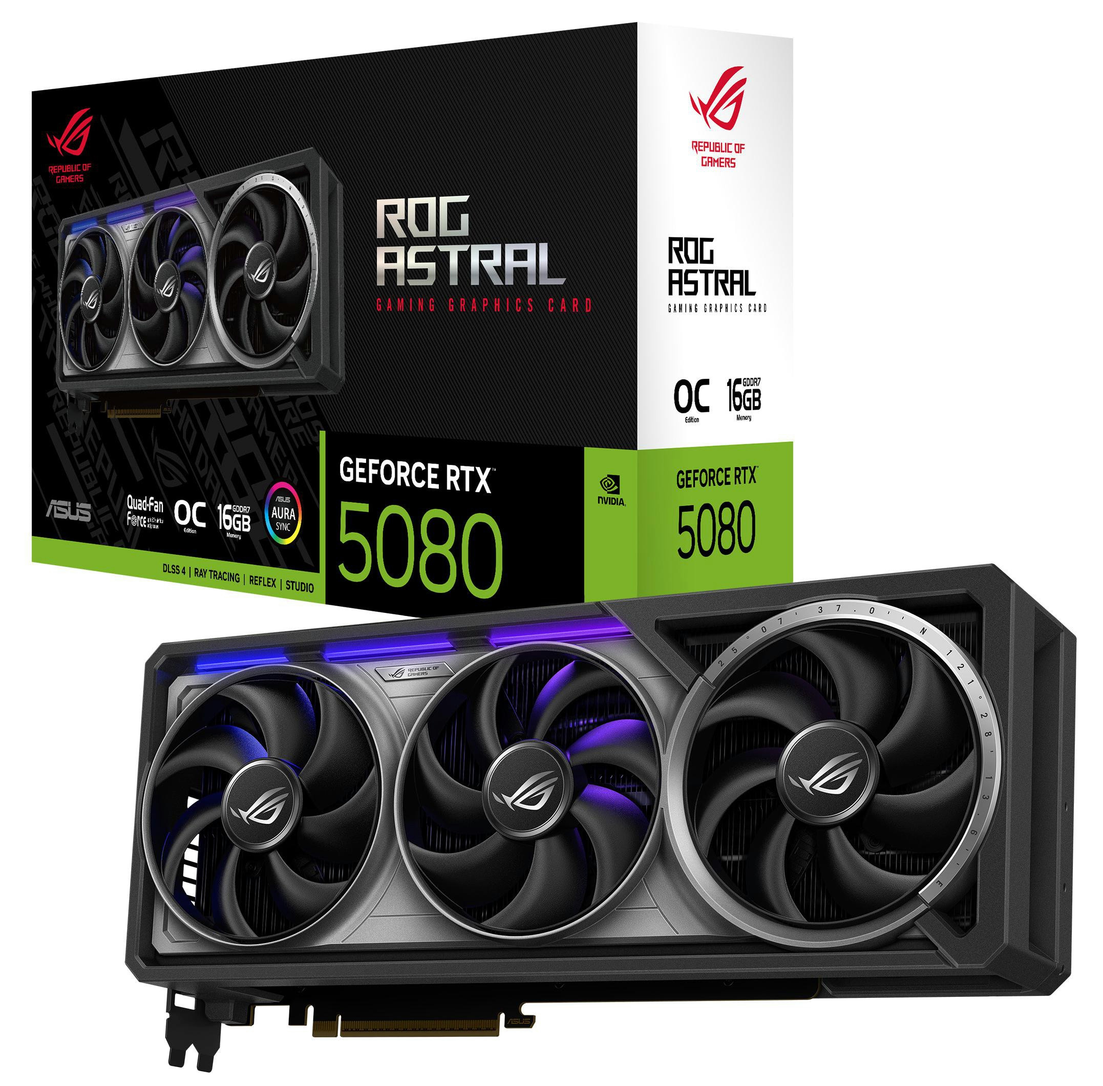 ASUS ROG ASTRAL GeForce RTX 5080 OC ROG-ASTRAL-RTX5080-O16G-GAMING Grafikkarte 16GB GDDR7, 2xHDMI, 3xDP