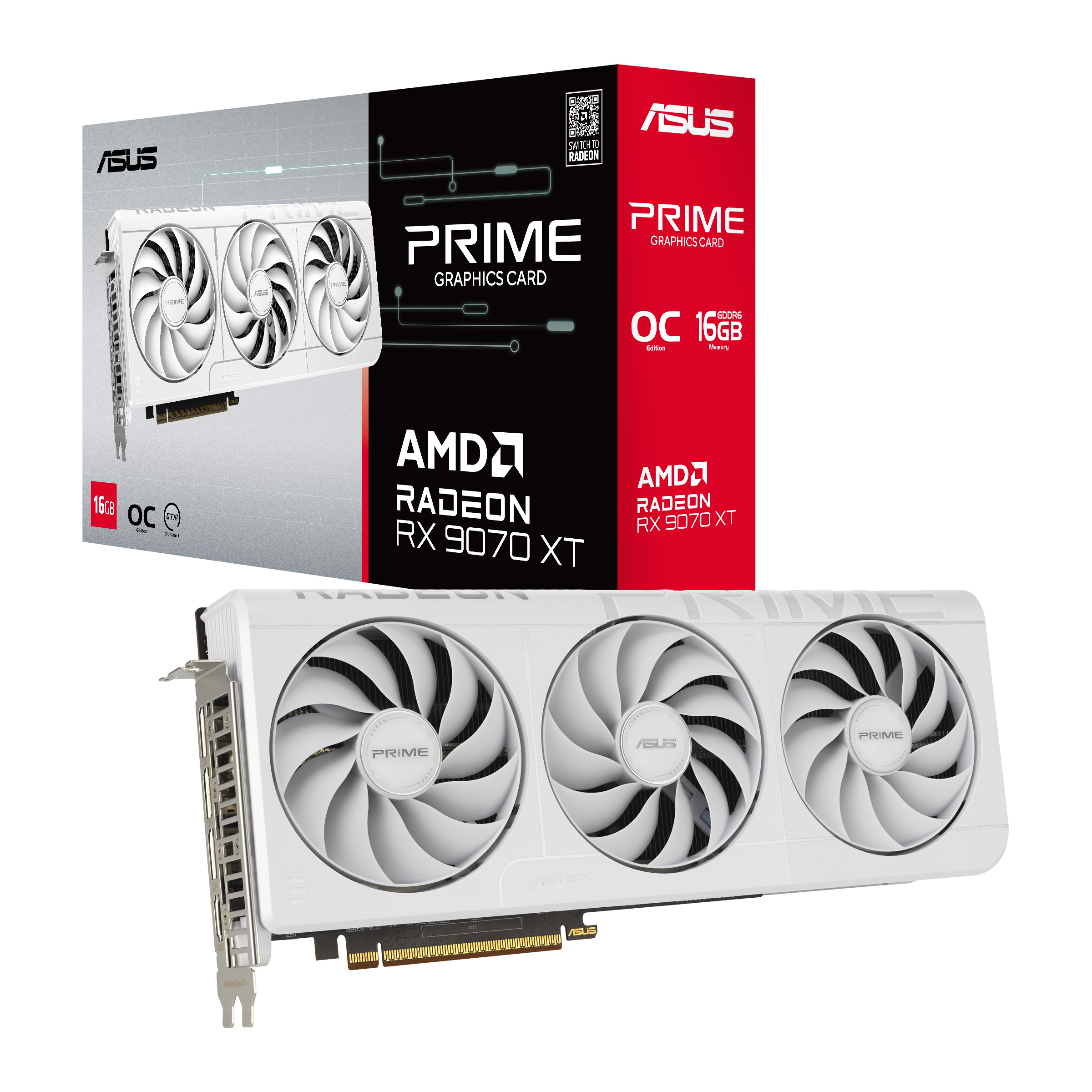 ASUS PRIME Radeon RX 9070 XT White OC PRIME-RX9070XT-O16G-WHITE 16GB DDR6 Grafikkarte, HDMI/DP 90YV0L75-M0NA00