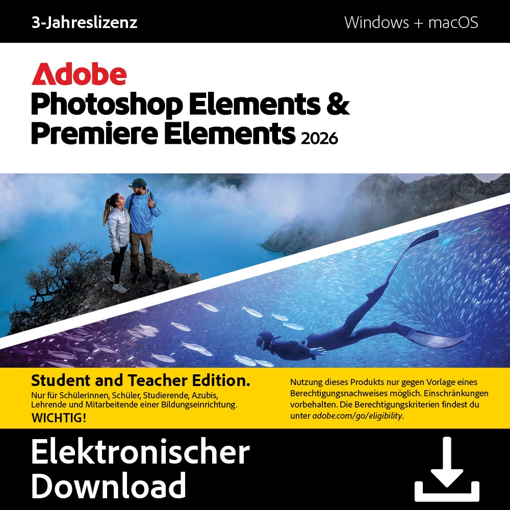 Adobe Photoshop & Premiere Elements 2026 | Lehrer & Studenten | Download-Code 30013290 - Bild 3