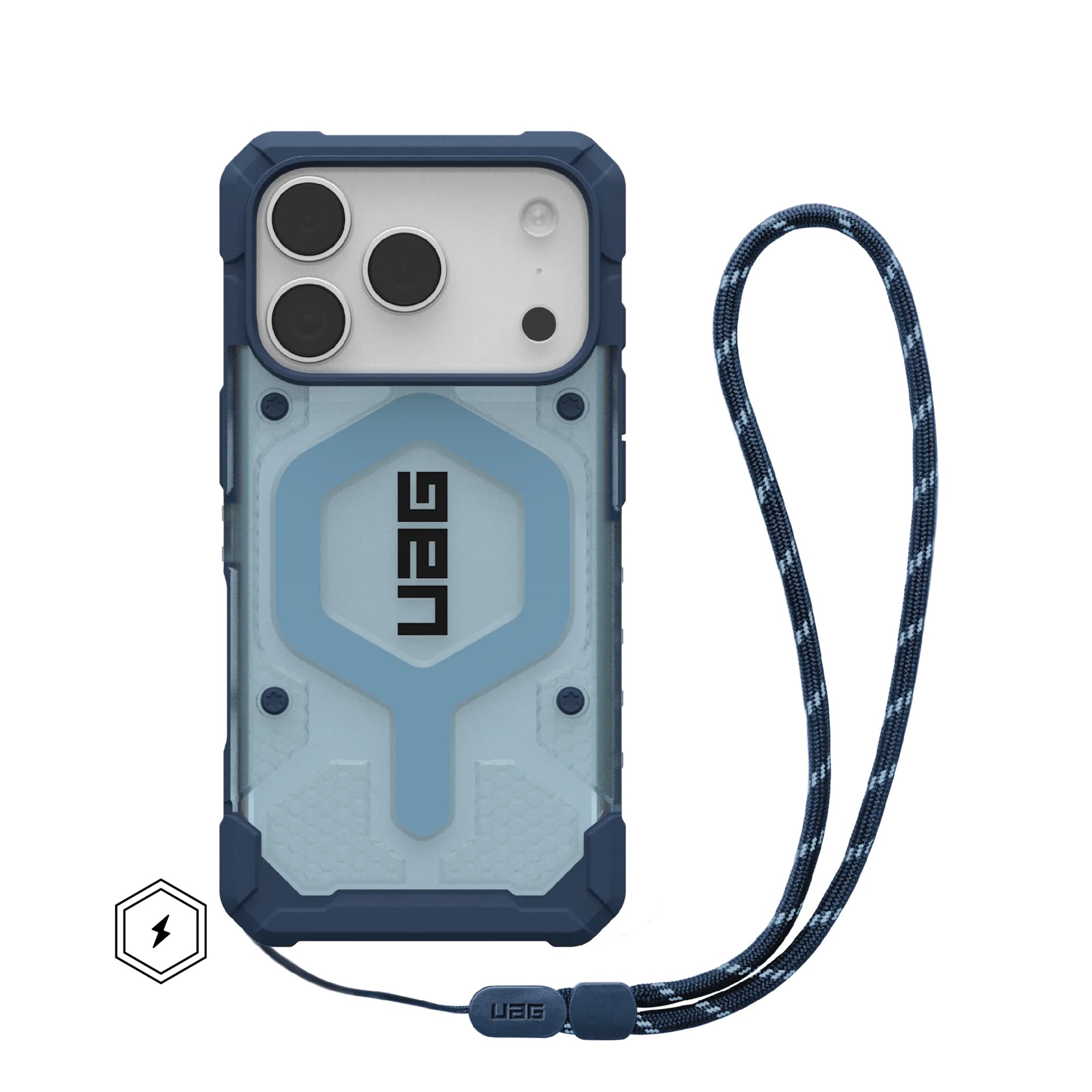UAG Urban Armor Gear Bundle Pathfinder MagSafe Case + Lanyard Apple iPhone 17 Pro blau transparent