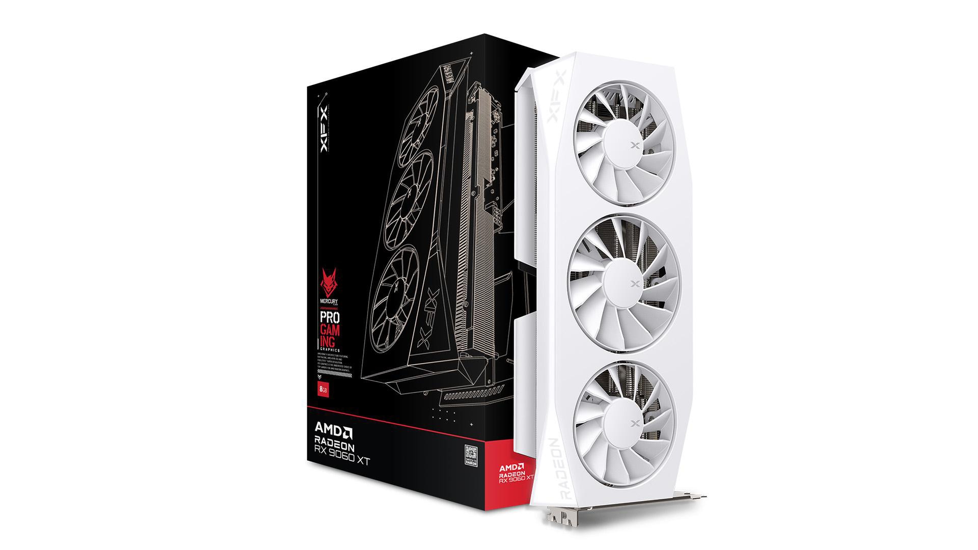 XFX Mercury Radeon RX 9060 XT OC White Gaming Edition Grafikkarte 16GB GDDR6 DP/HDMI