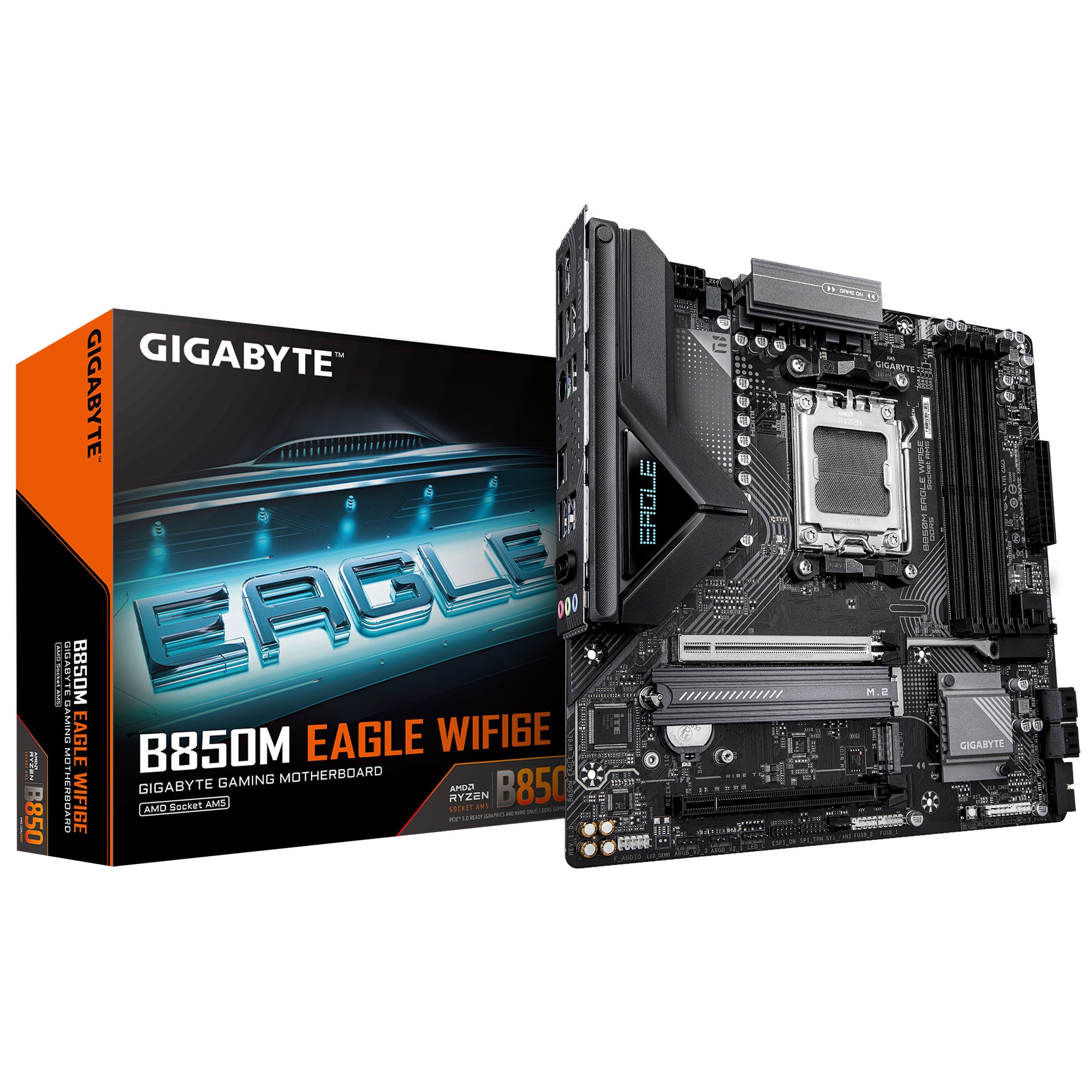 Gigabyte Schwarz Mainboard "B850m Eagle Wifi6e Mainboard - Amd Ryzen 9000 Serie Cpus, 8+2+2 Phasen", B:27cm H:7cm T:27cm, Mainboards - Bild 4