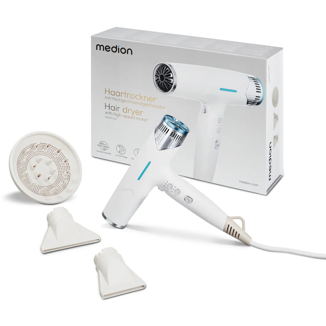 Medion HD2 Haartrockner mit Ionen-Technologie weiß 50076366