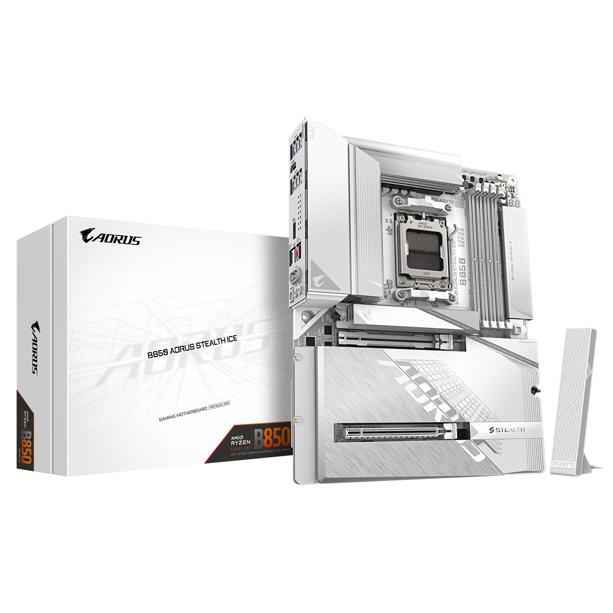 GIGABYTE B850 AORUS Stealth Ice Mainboard – Unterstützt AMD Ryzen 9000 Serie CPUs, digitales 14+2+2 Phasen VRM, bis zu 8200 MHz DDR5 (OC), 2 x PCIe 5.0 + 2 x PCIe 4.0 M.2, Wi-Fi 7, 5 GbE LAN - Bild 4