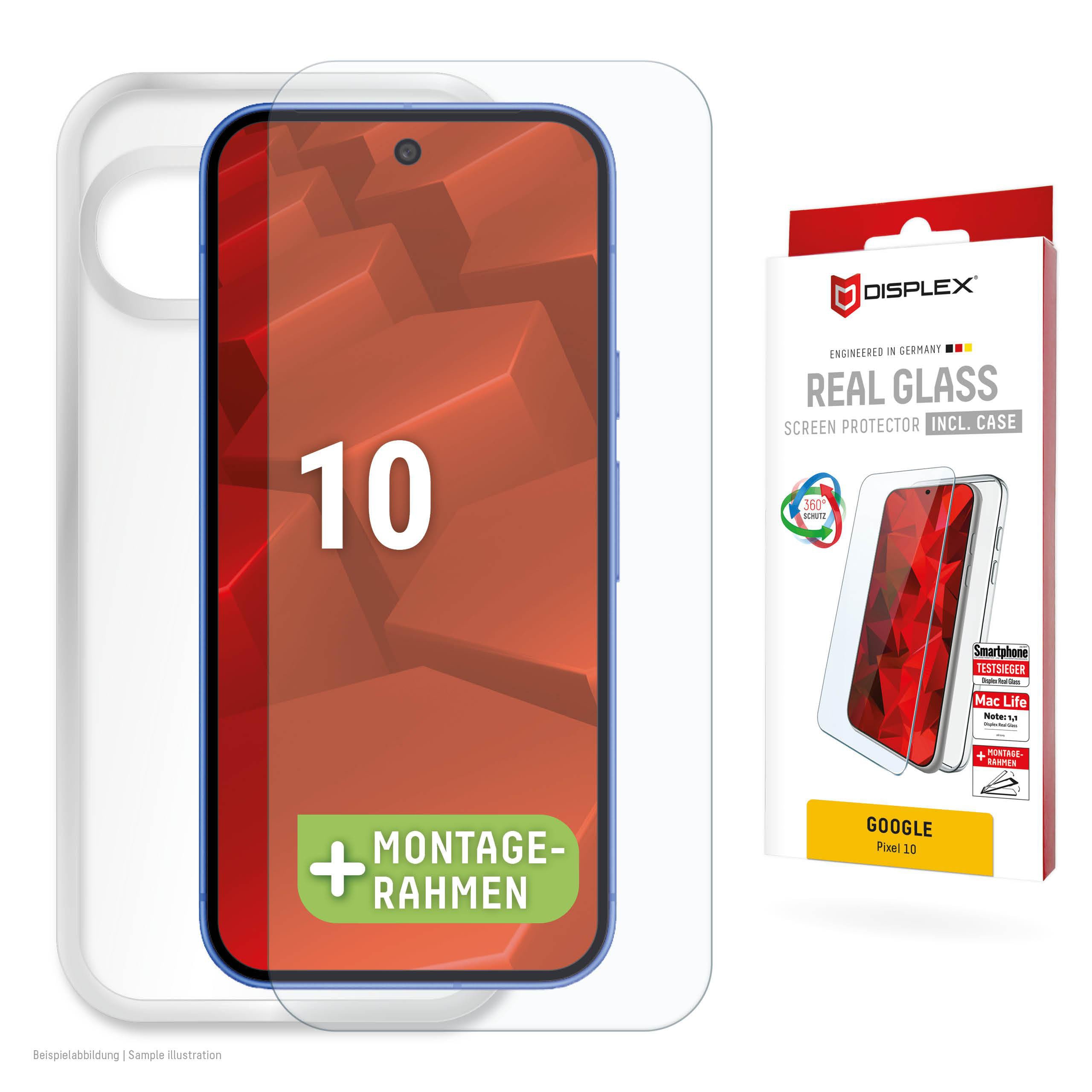 DISPLEX Real Glass + Case Google Pixel 10 Schutzglas und transparente Hülle