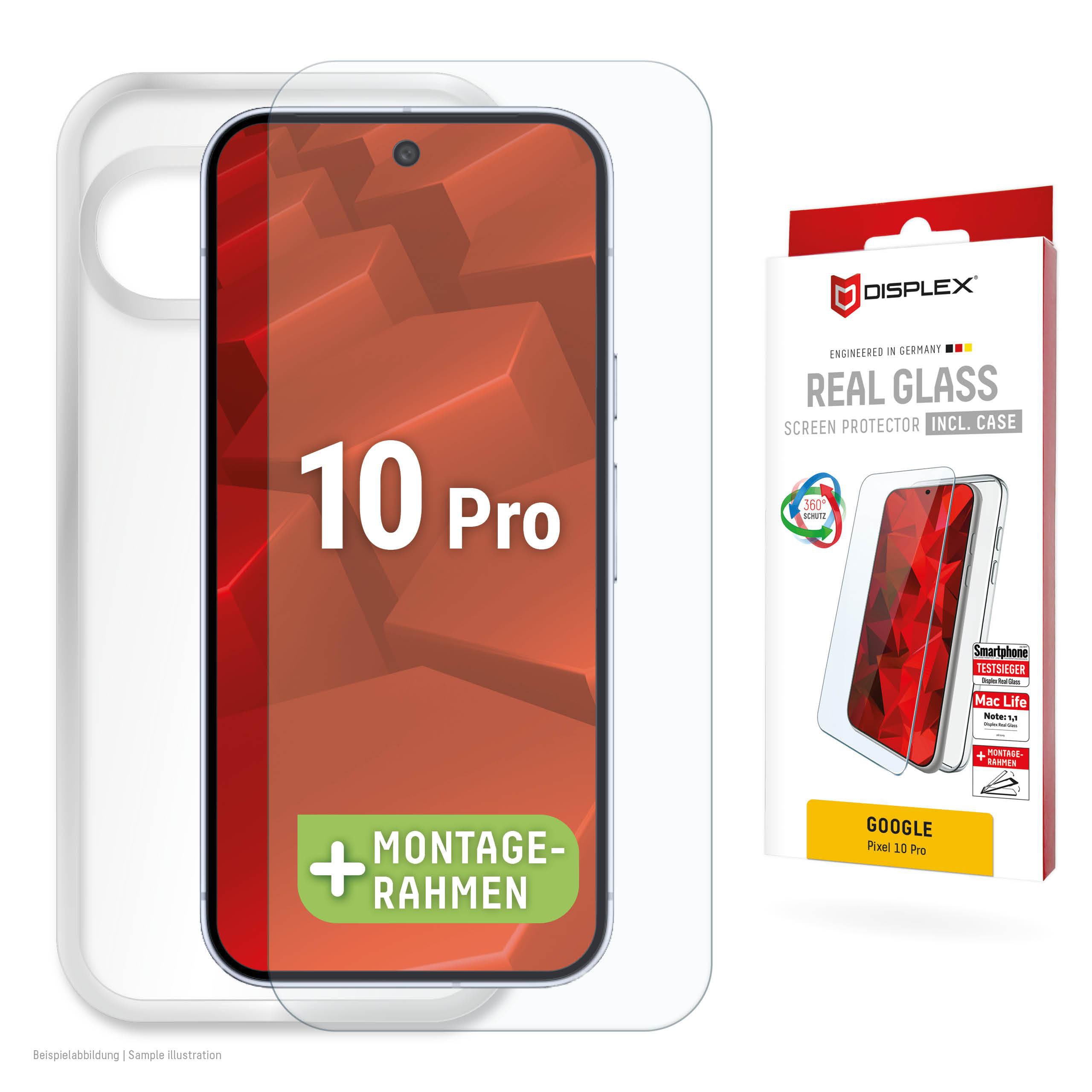 DISPLEX Real Glass + Case Google Pixel 10 Pro Schutzglas und transparente Hülle