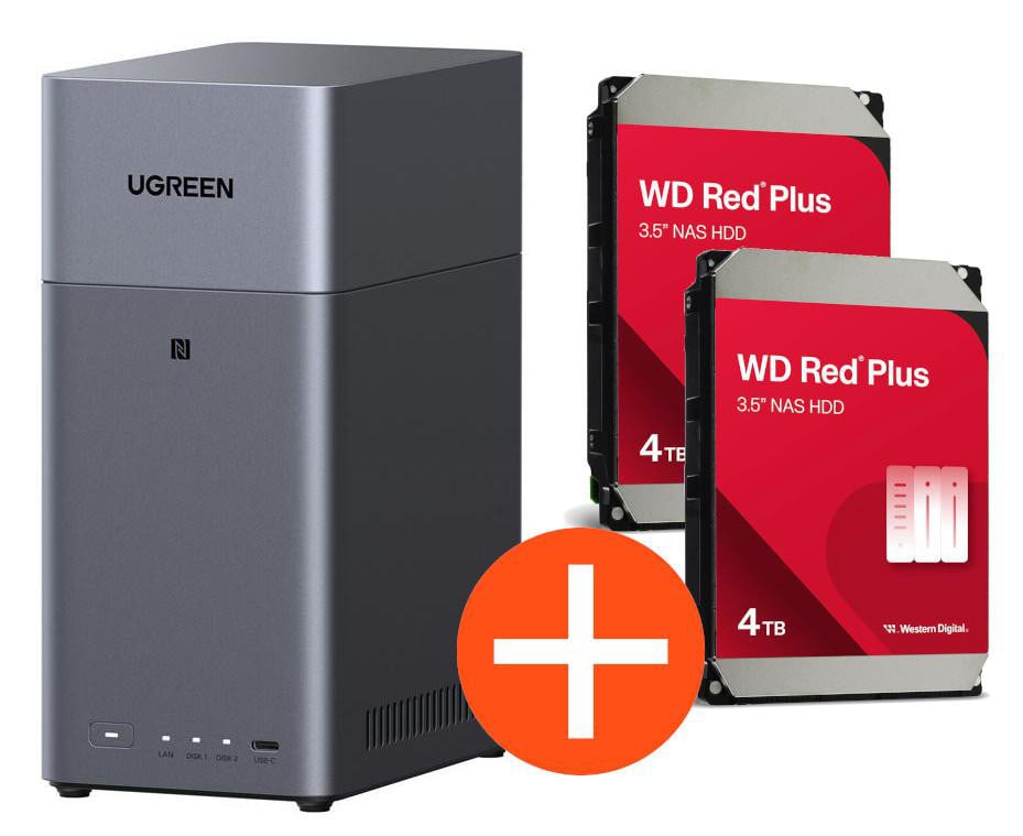 UGREEN NASync DH2300 NAS System 2-Bay 8TB inkl. 2x WD WD40EFZZ NAS HDD - 4 TB
