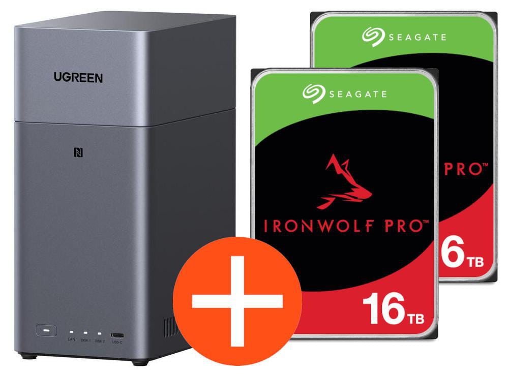 UGREEN NASync DH2300 NAS System 2-Bay 32TB inkl. 2x Seagate IronWolf ST16000NT001 16TB