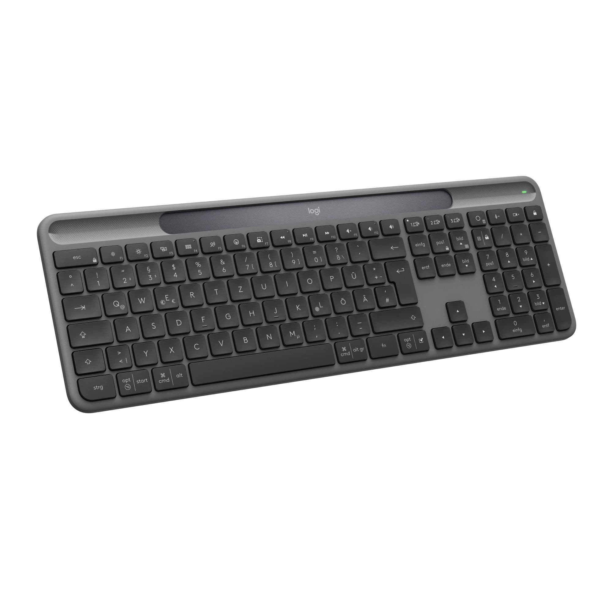 Logitech Signature Slim Solar+ K980 Grafit - Kabellose Tastatur, Bluetooth, Logi Lightcharge-Technologie, Smart Actions, Unterstützt Logi Options+ Größe 2 Dunkelgrau