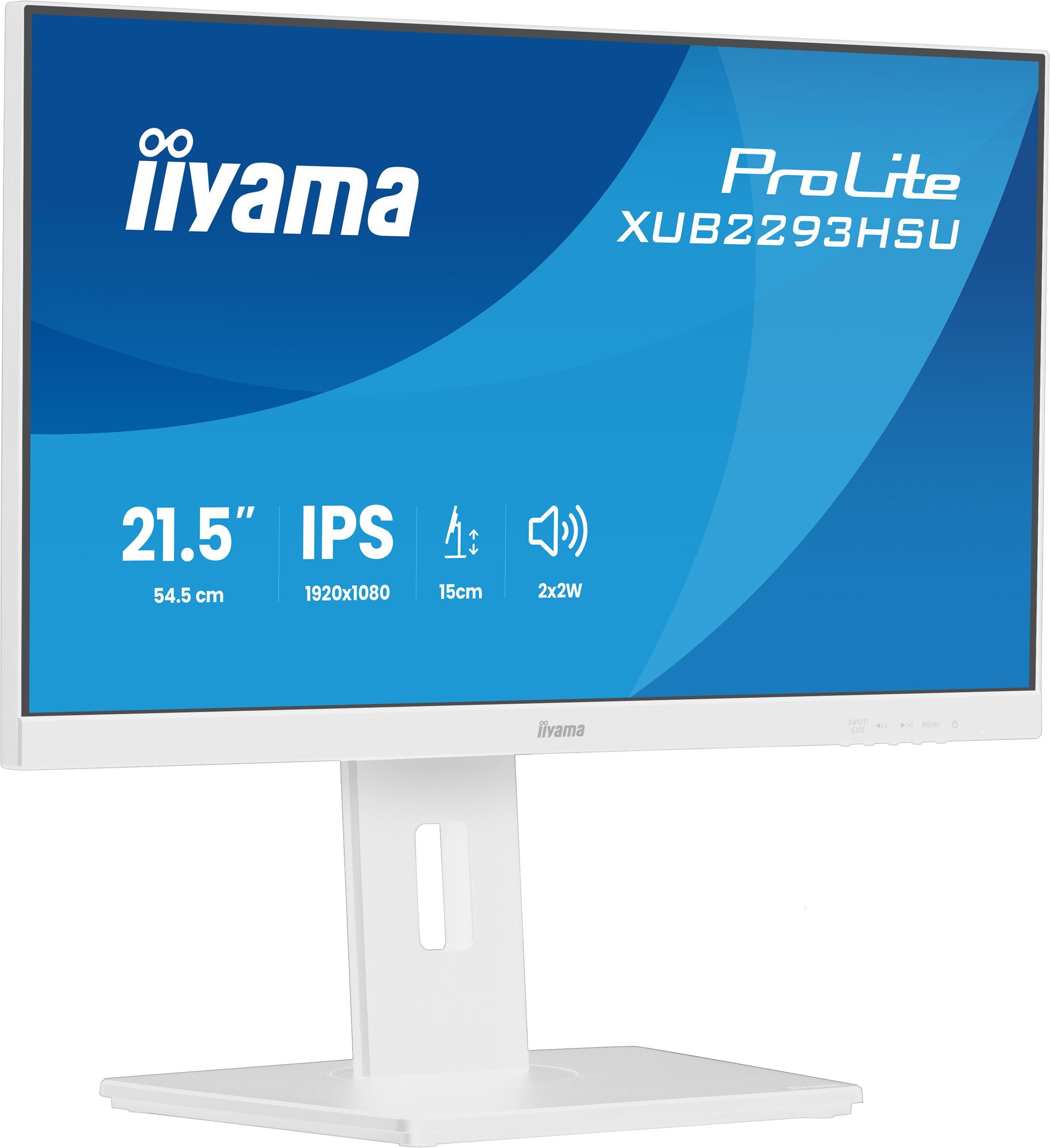 iiyama Prolite XUB2293HSU-W7 Full-HD IPS -Monitor | 54,5 cm, 21,5", 100Hz, HDMI, DP, USB2.0, Lautsprecher, Kopfhöreranschluss, Adaptive Sync, Höhenverstellung, VESA, weiß - Bild 5