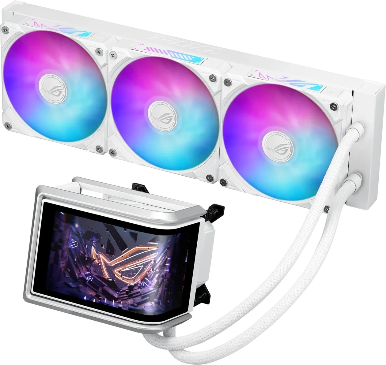 ASUS ROG Ryuo IV 360 ARGB White Edition All-in-One-CPU-Wasserkühlung | 6,67-Zoll-AMOLED-Display, 3D-Videos, Asetek Emma Gen8 V2-Pumpe, Intel LGA 1851, 1700, 1200, 115X, AMD AM5, AM4, Weiß - Bild 3