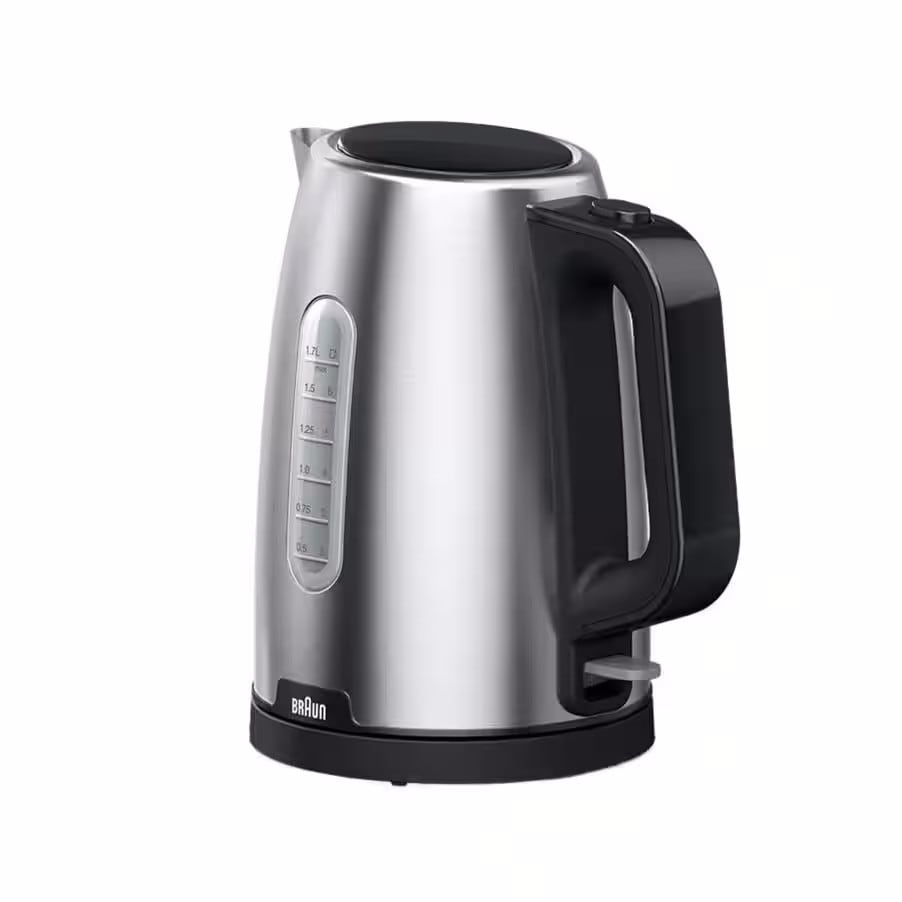 BRAUN PurShine Wasserkocher WK 1500, 1,7 Liter Edelstahl-Wasserkocher mit 2200 W Schnellkochsystem, Silber Schwarz - Bild 5