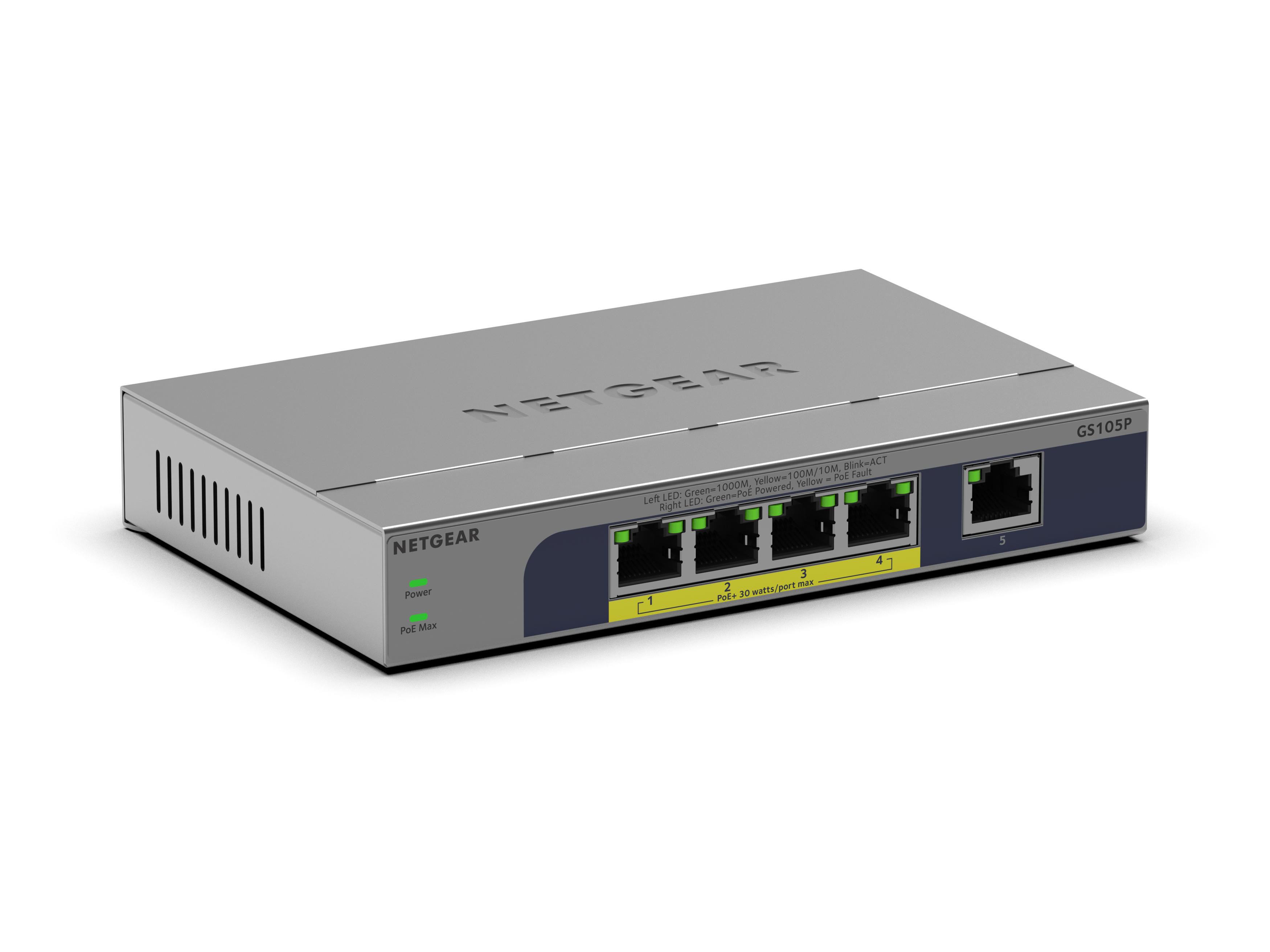 Image of NETGEAR 5-Port PoE+ Gigabit Ethernet Unmanaged PoE Switch
