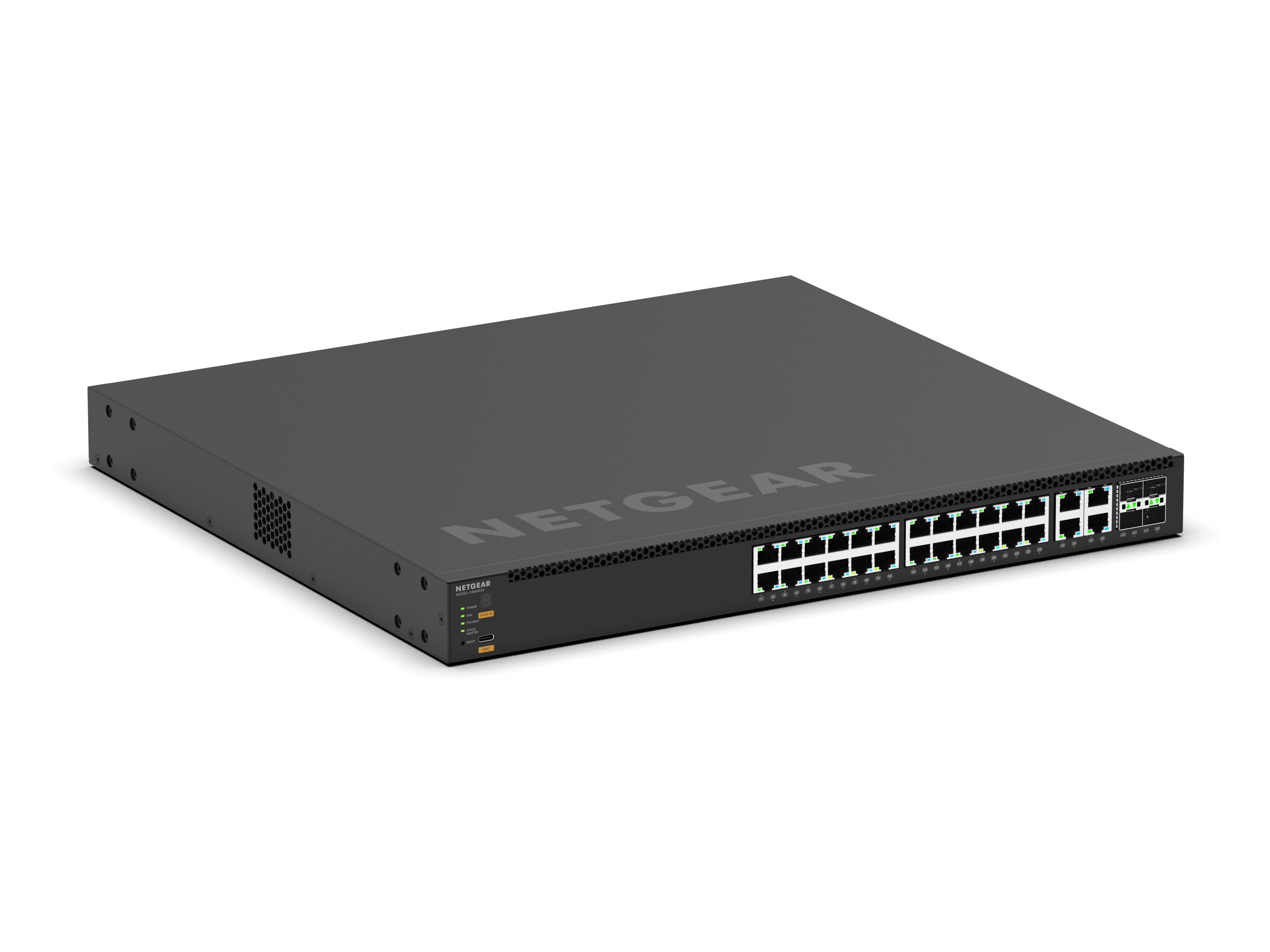 Netgear M4350-24M4x4v (Msm4332) 24X2.5g, 4X10g/Multi-Gig Poe++ (522W Base, Up To,520W) And 4XSfp28 25G Managed Switch Größe 2 Dunkelgrau
