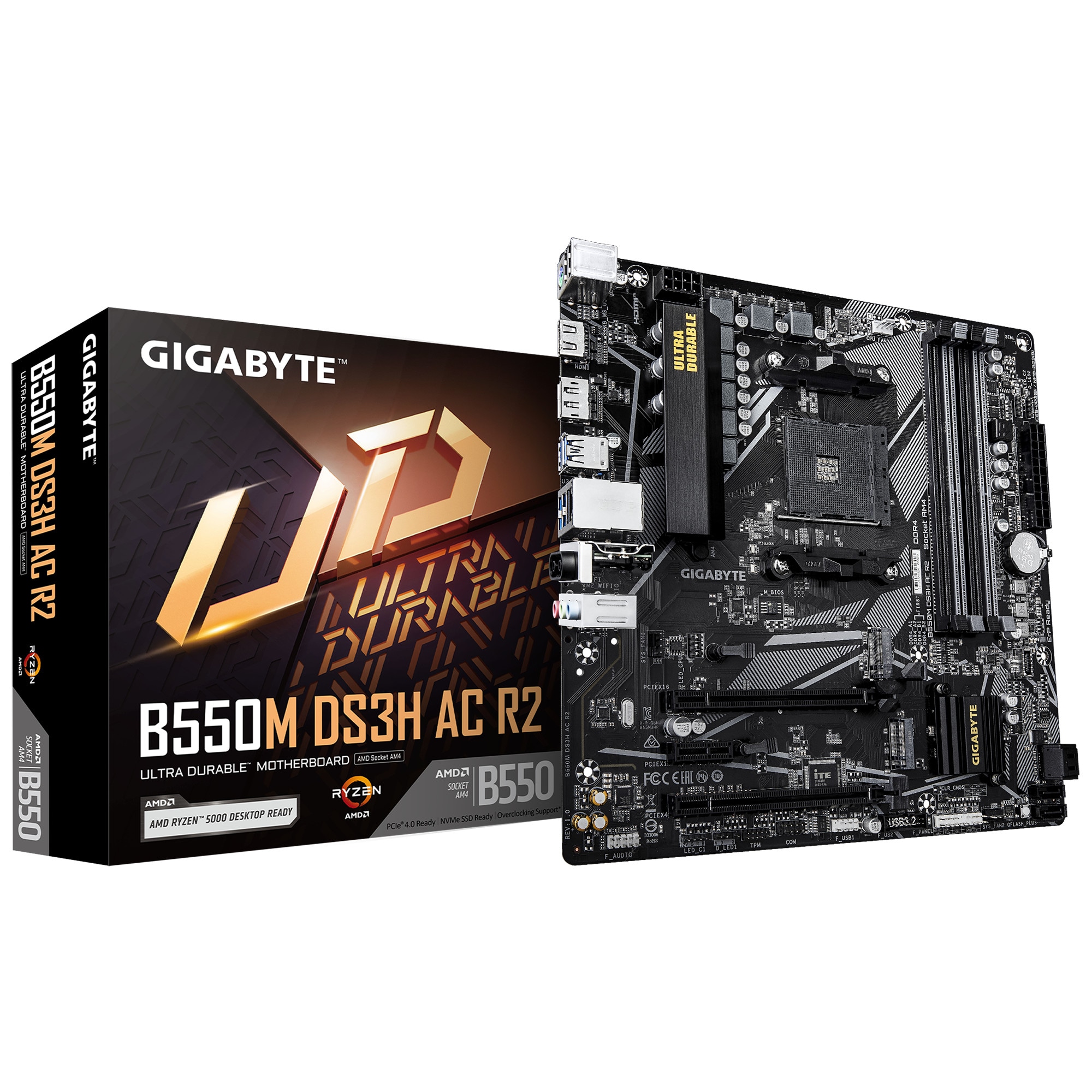 GIGABYTE B550M DS3H AC R2 Mainboard - AMD B550 - AMD AM4 - DDR4 RAM - Micro-ATX - Image 2
