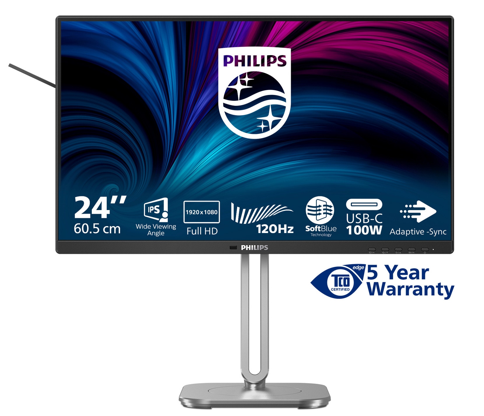 Philips 24B2u4301 23.8 Zoll Full Hd Ips Office Monitor 16:9 120 Hz Dp/Hdmi//Usb-C Pd96w/Lan Docking Größe 24 Schwarz - Bild 4