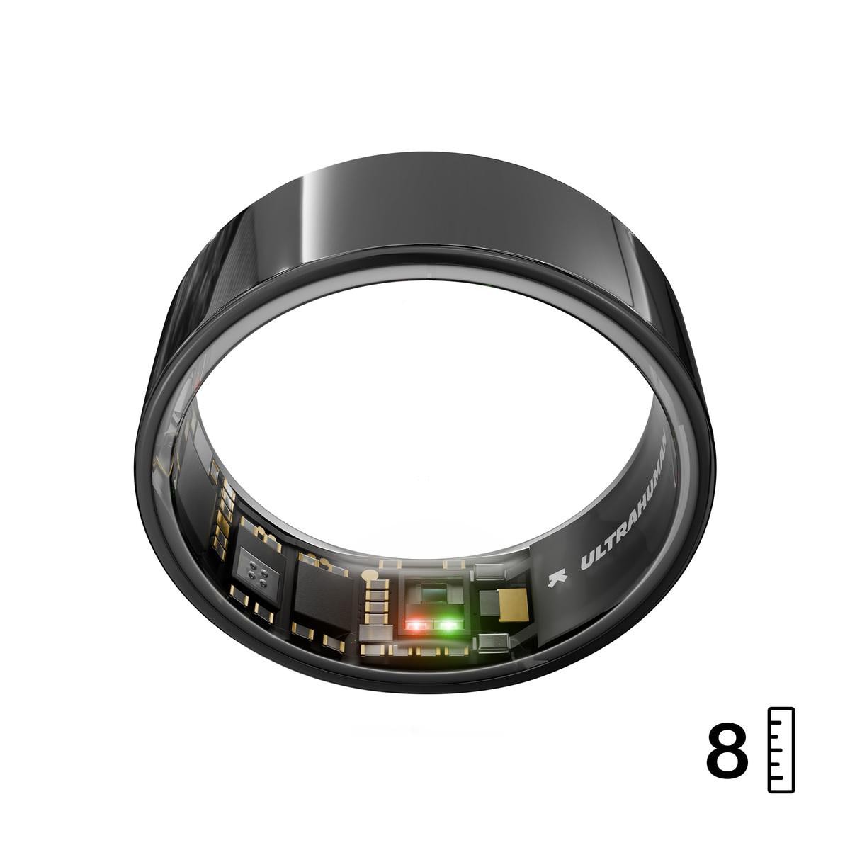 ULTRAHUMAN Ring Air - Smart Ring für Frauen und Männer - Schlaf -und Fitness Tracking Wearable - Herzfrequenz - Smartring Aster Black Größe 8