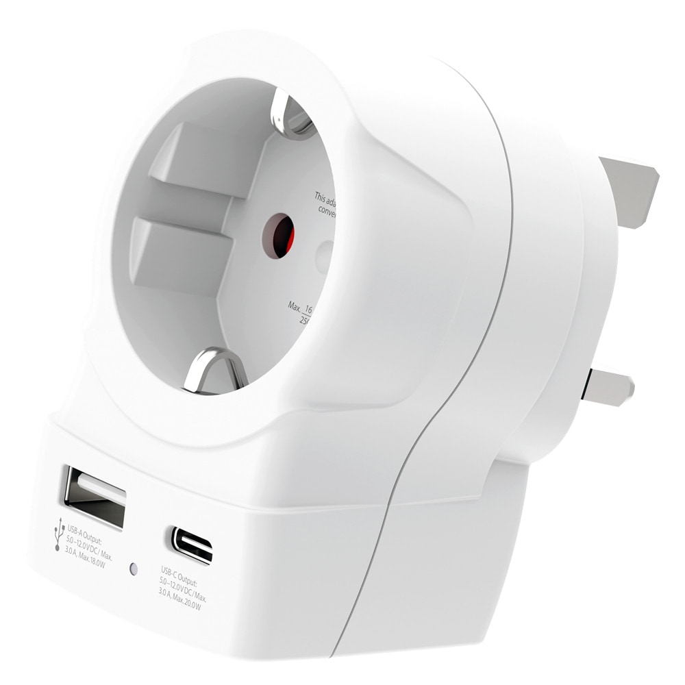 SKROSS Europa für UK USB AC20PD Reiseadapter mit USB 1.500283-E