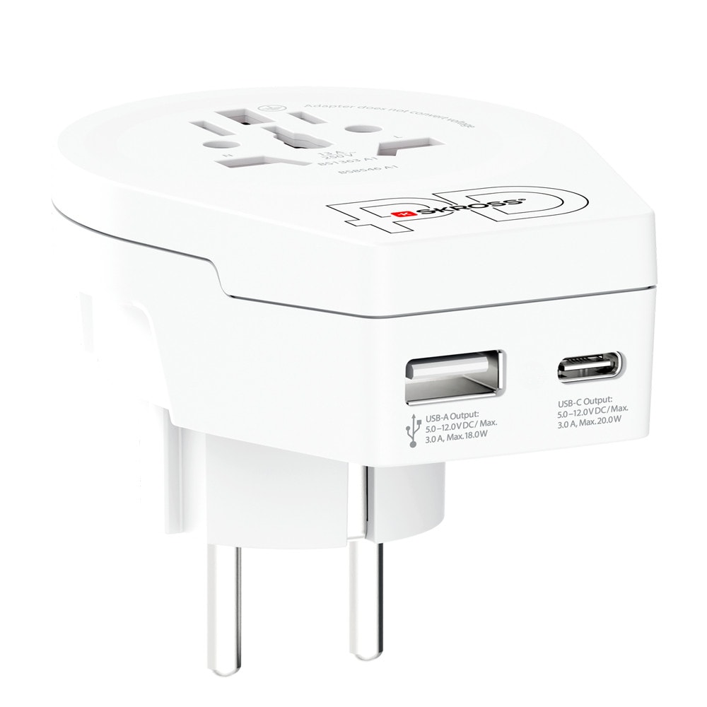 Skross World Für Europa Usb C20pd Reiseadapter Mit Usb 1.500295-E Größe 1 Weiß