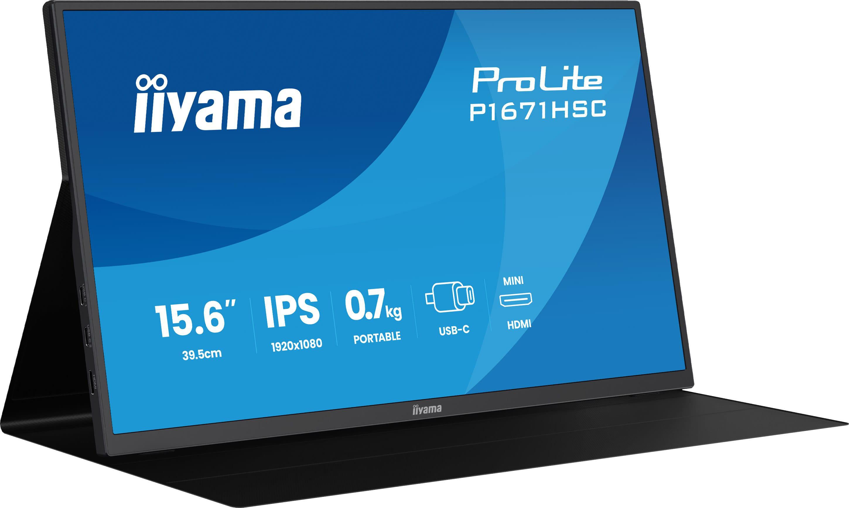 Iiyama Prolite 39,5Cm (15,6") Fhd Ips Led-Monitor Mini-Hdmi/Usb-C Schwarz P1671hsc-B1 - Bild 4