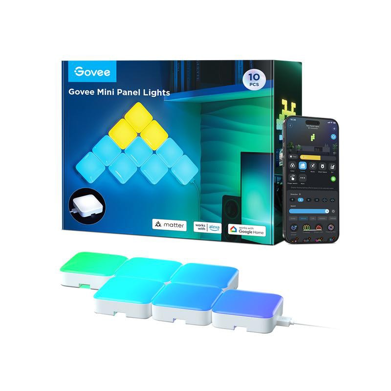 Govee A6069003 Mini Leuchtpaneele Intelligentes Panel Wi-Fi/Bluetooth 6 Stück