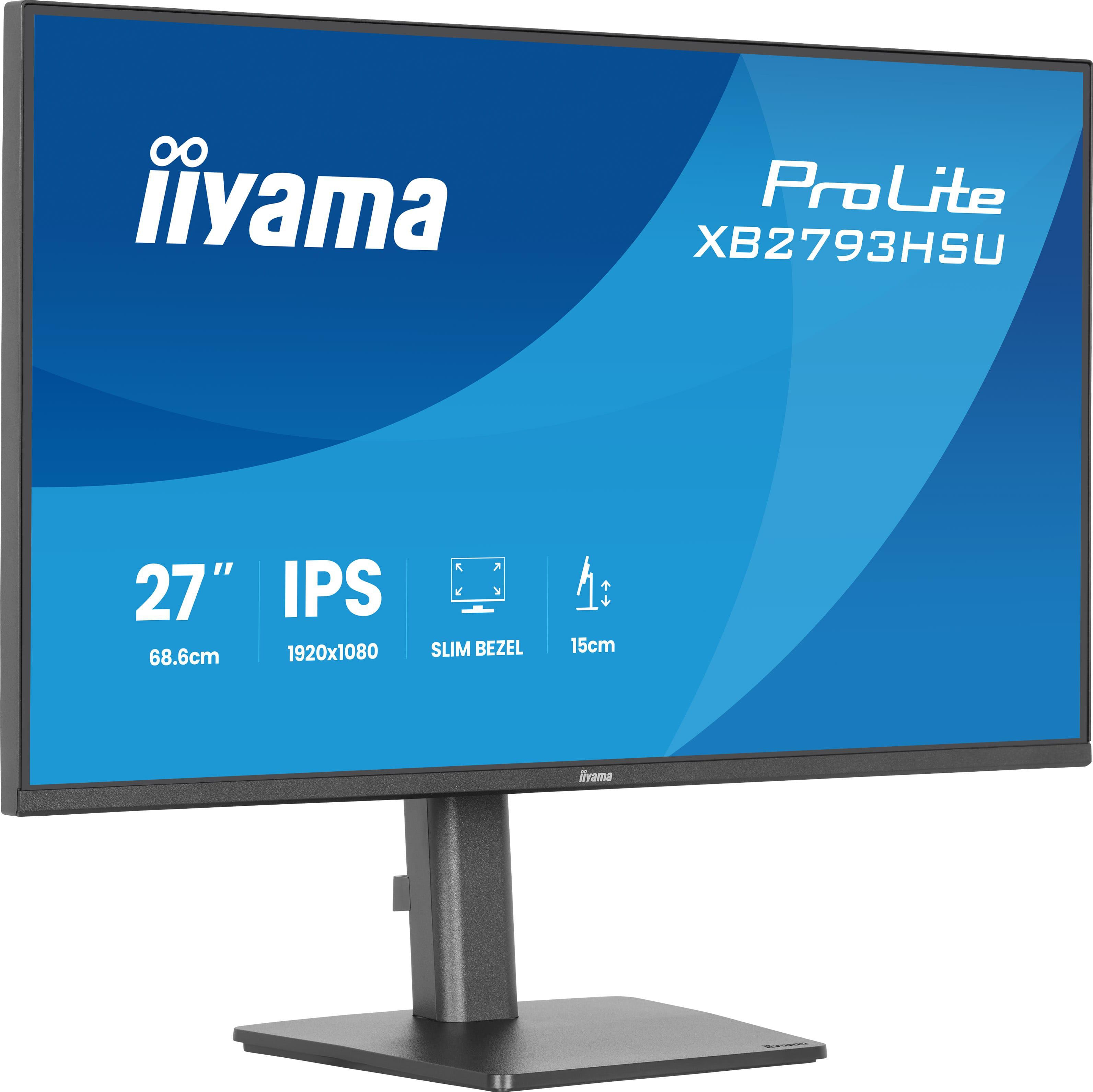 iiyama Prolite XB2793HSU-B1 Full-HD IPS-Monitor | 68,6 cm, 27", 120Hz, HDMI, DP, USB2.0, Lautsprecher, Adaptive Sync, Energieklasse C, Höhenverstellung, VESA, schwarz - Bild 4